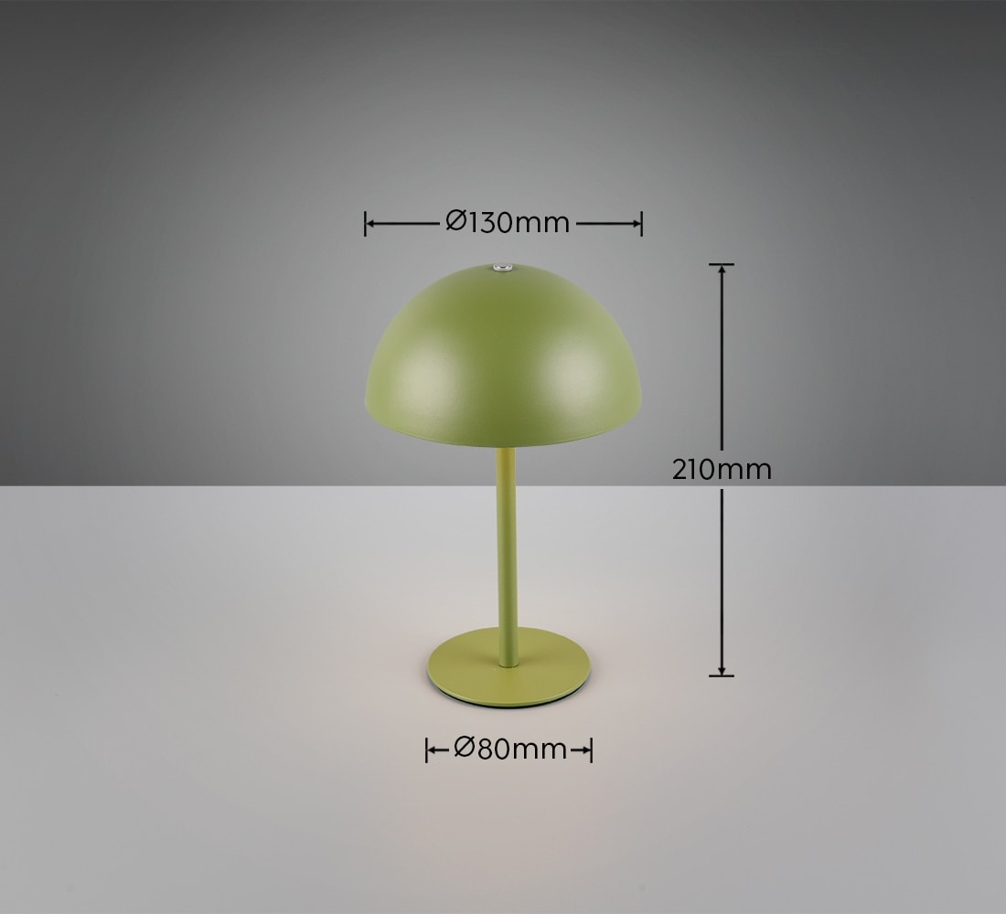 REALITY LED-Akku-Tischleuchte MUNOZ, R54891115, 1,3W, 120lm, 3000K, grün REALITY LED-Akku-Tischleuchte MUNOZ, R54891115, 1,3W, 120lm, 3000K, grün
