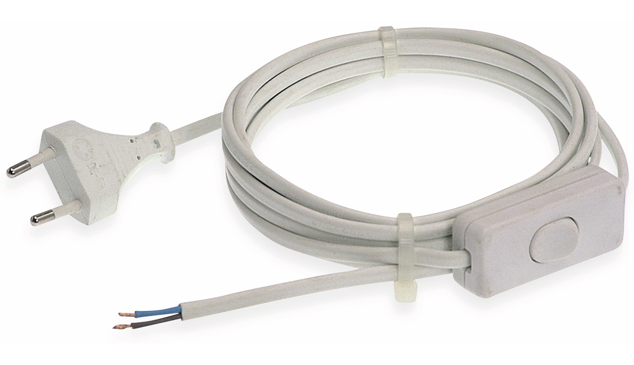 AS SCHWABE Euro-Netzkabel mit Zwischenschalter, offenes Ende, 3m, 2x0,75 mm², weiß AS SCHWABE Euro-Netzkabel mit Zwischenschalter, offenes Ende, 3m, 2x0,75 mm², weiß