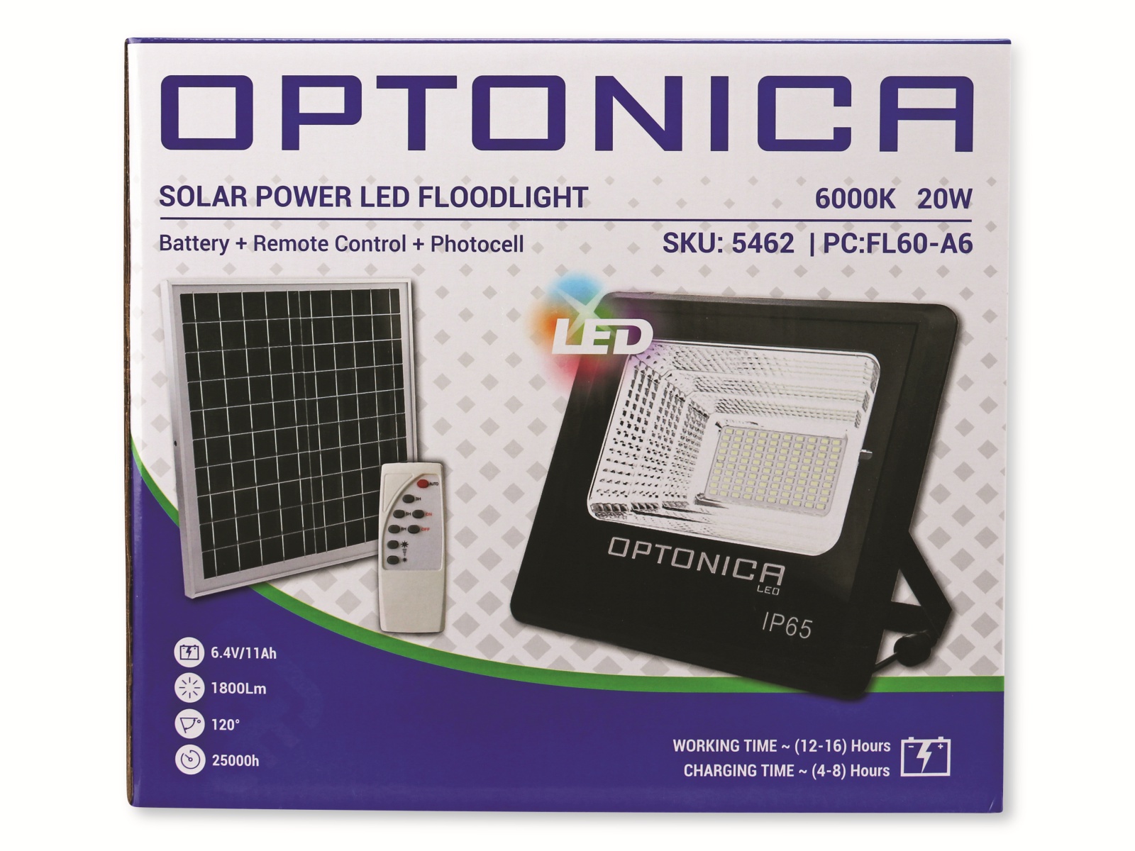 OPTONICA Solar LED-Fluter, 5462, 20W, 1800lm, 6000k OPTONICA Solar LED-Fluter, 5462, 20W, 1800lm, 6000k