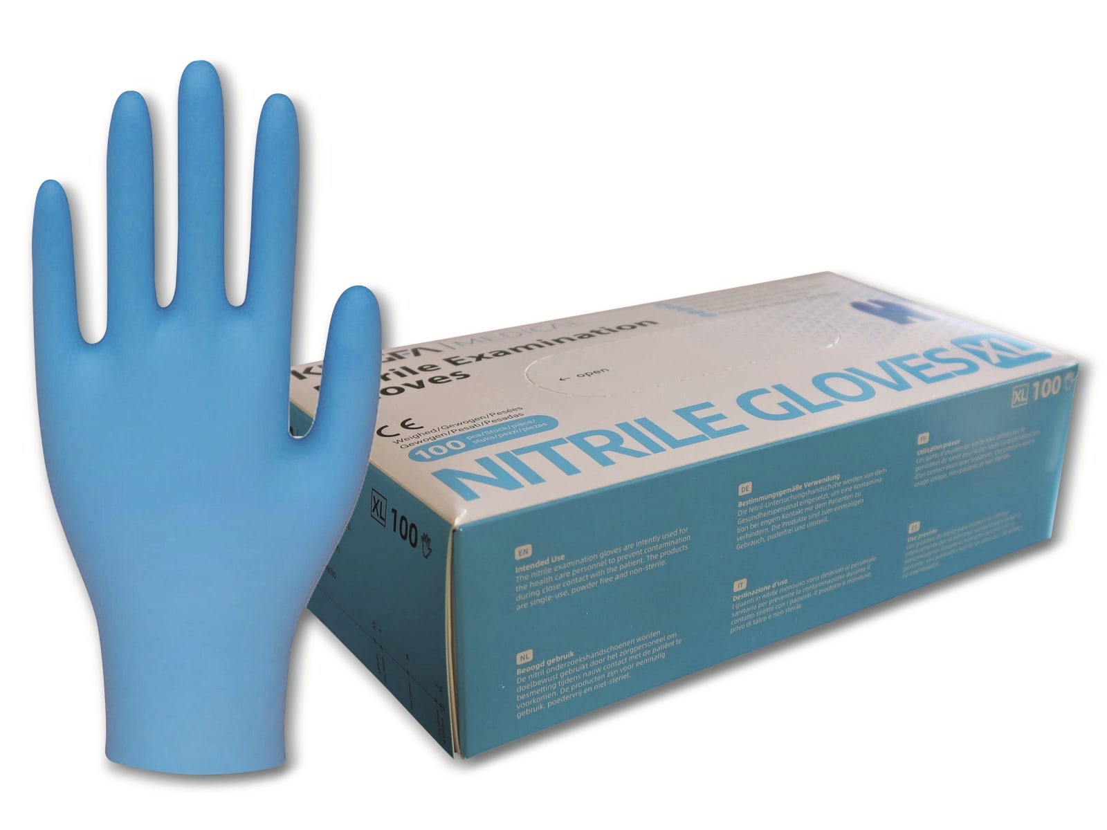 Einweghandschuhe Nitril Polymer, EN 374-1, EN 455, 100 Stück, Größe XL Einweghandschuhe Nitril Polymer, EN 374-1, EN 455, 100 Stück, Größe XL