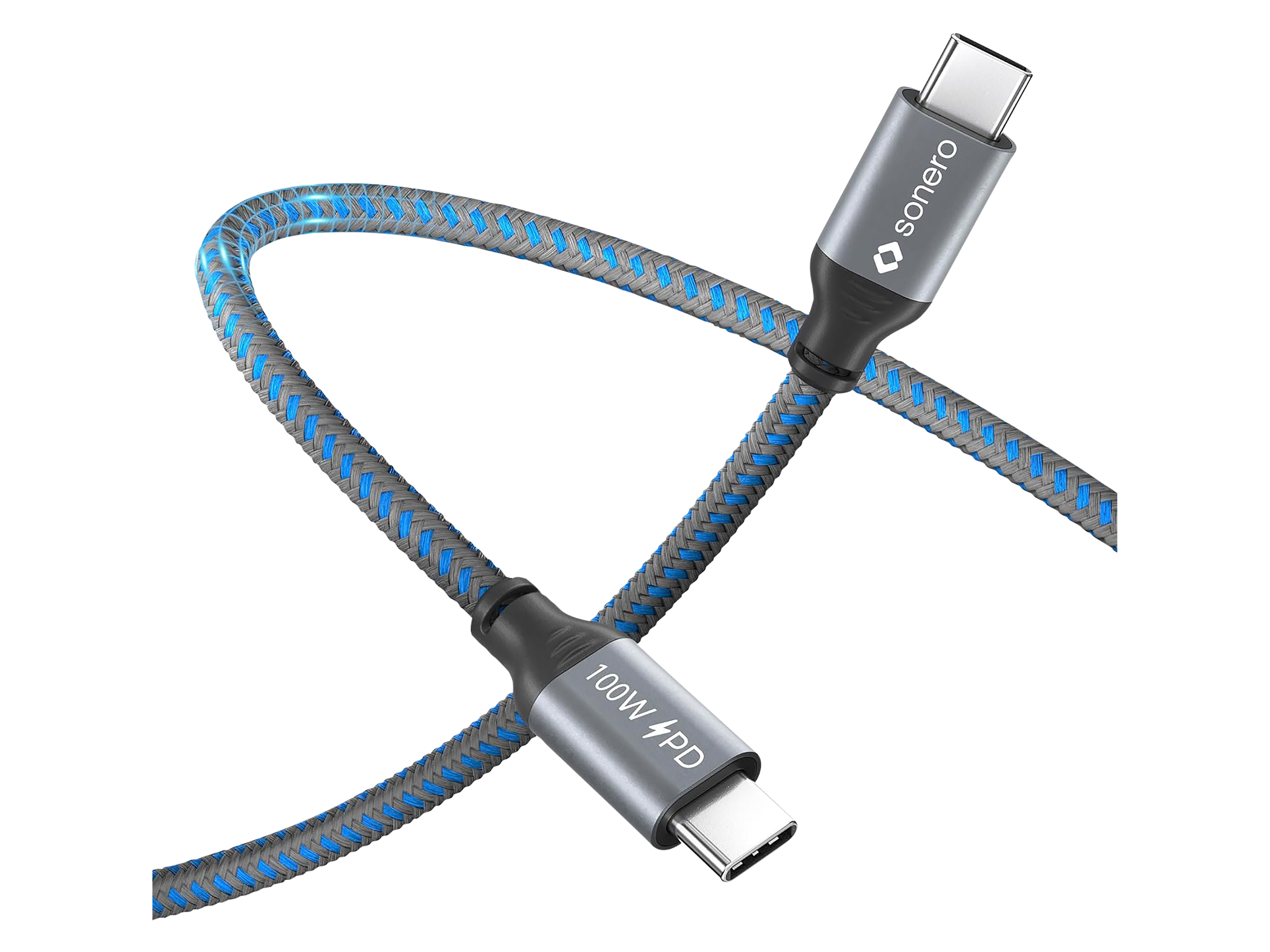 SONERO USB-C Kabel SPC-U310-020 100W PD 2m grau-blau SONERO USB-C Kabel SPC-U310-020 100W PD 2m grau-blau