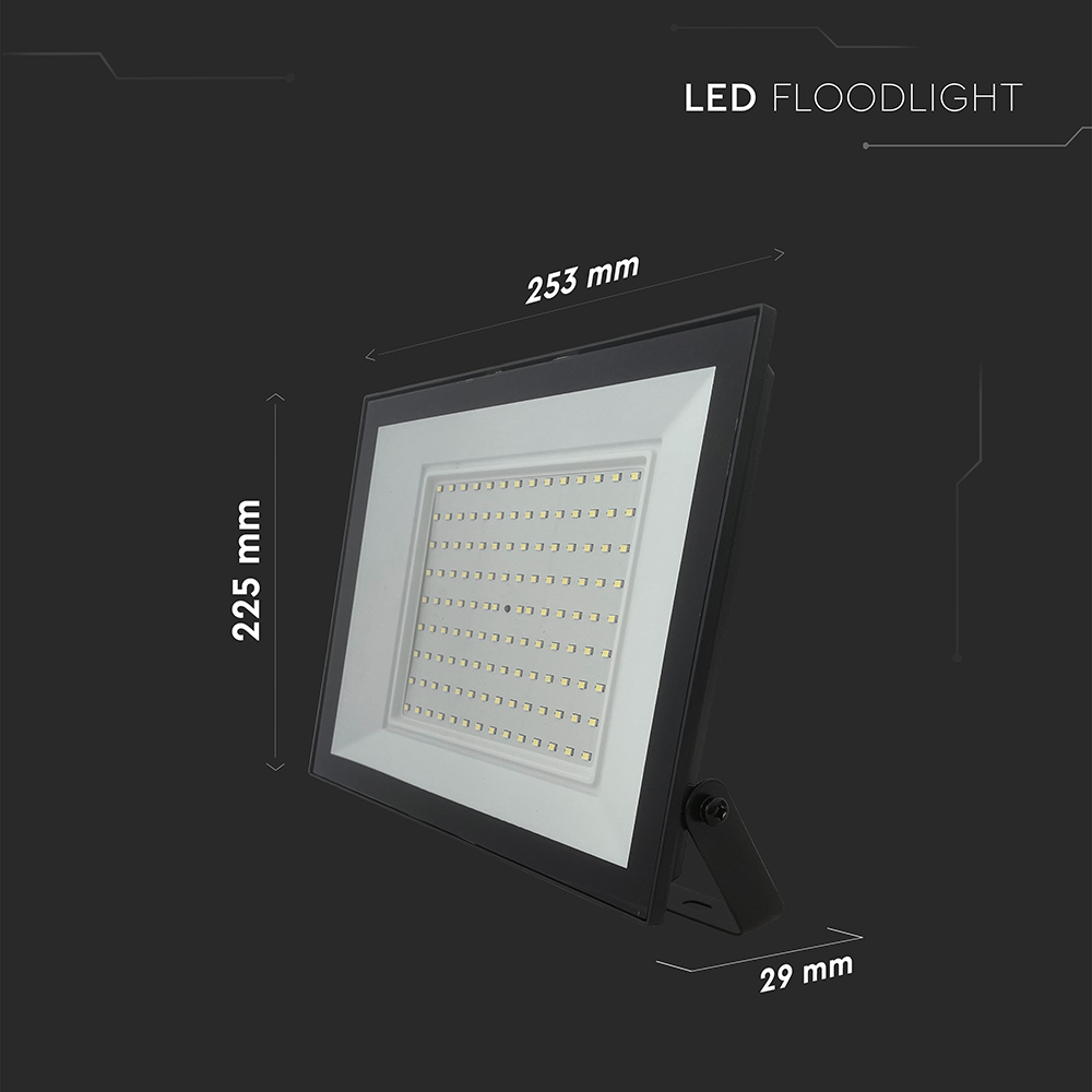V-TAC LED-Fluter, VT-44109, 100 W, 4000K, EEK: F, 8150 lm, neutralweiß, IP65, schwarz