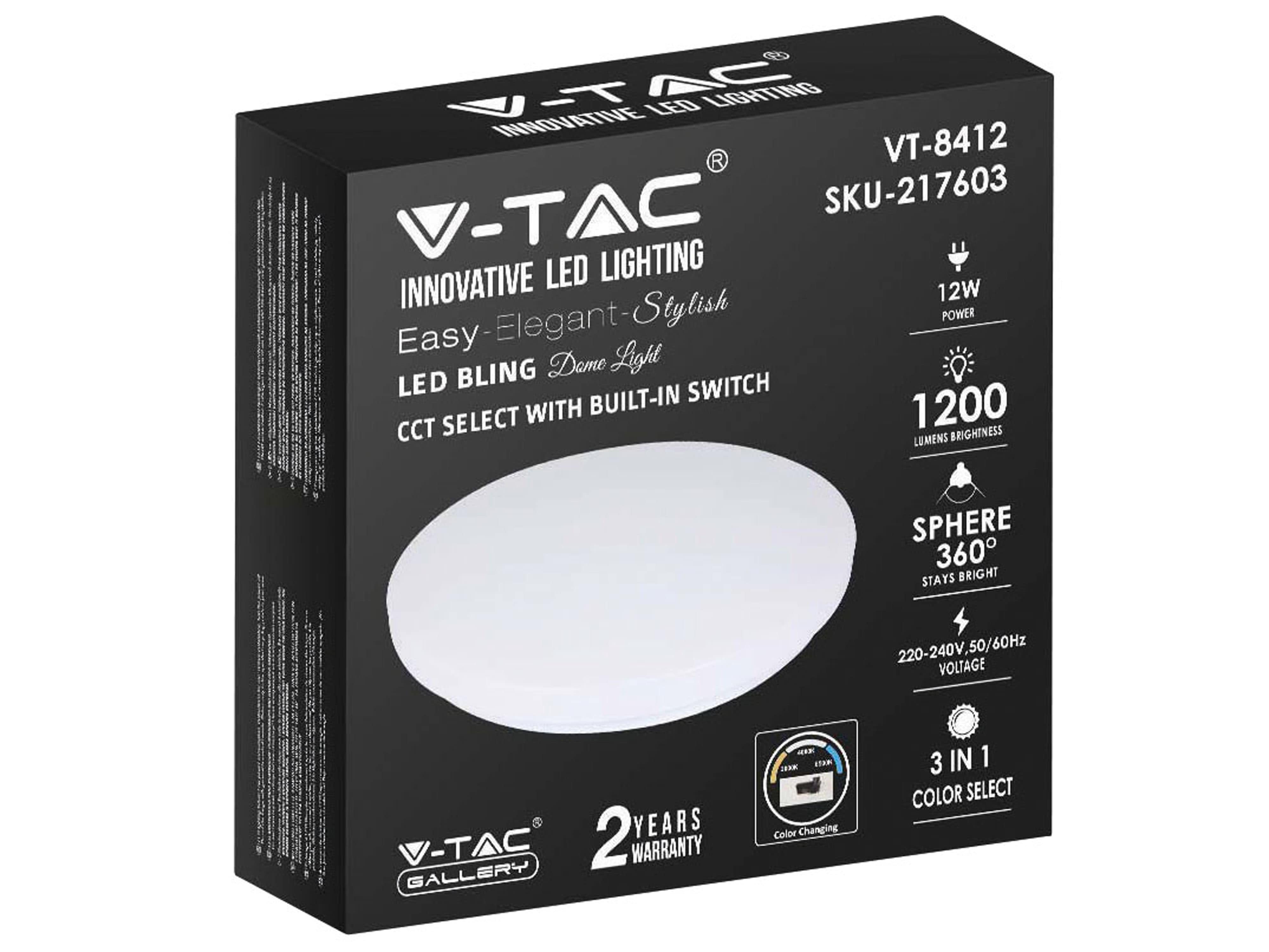 V-TAC LED-Deckenleuchte VT-8412, Kuppel, 260mm, 12W, TW V-TAC LED-Deckenleuchte VT-8412, Kuppel, 260mm, 12W, TW