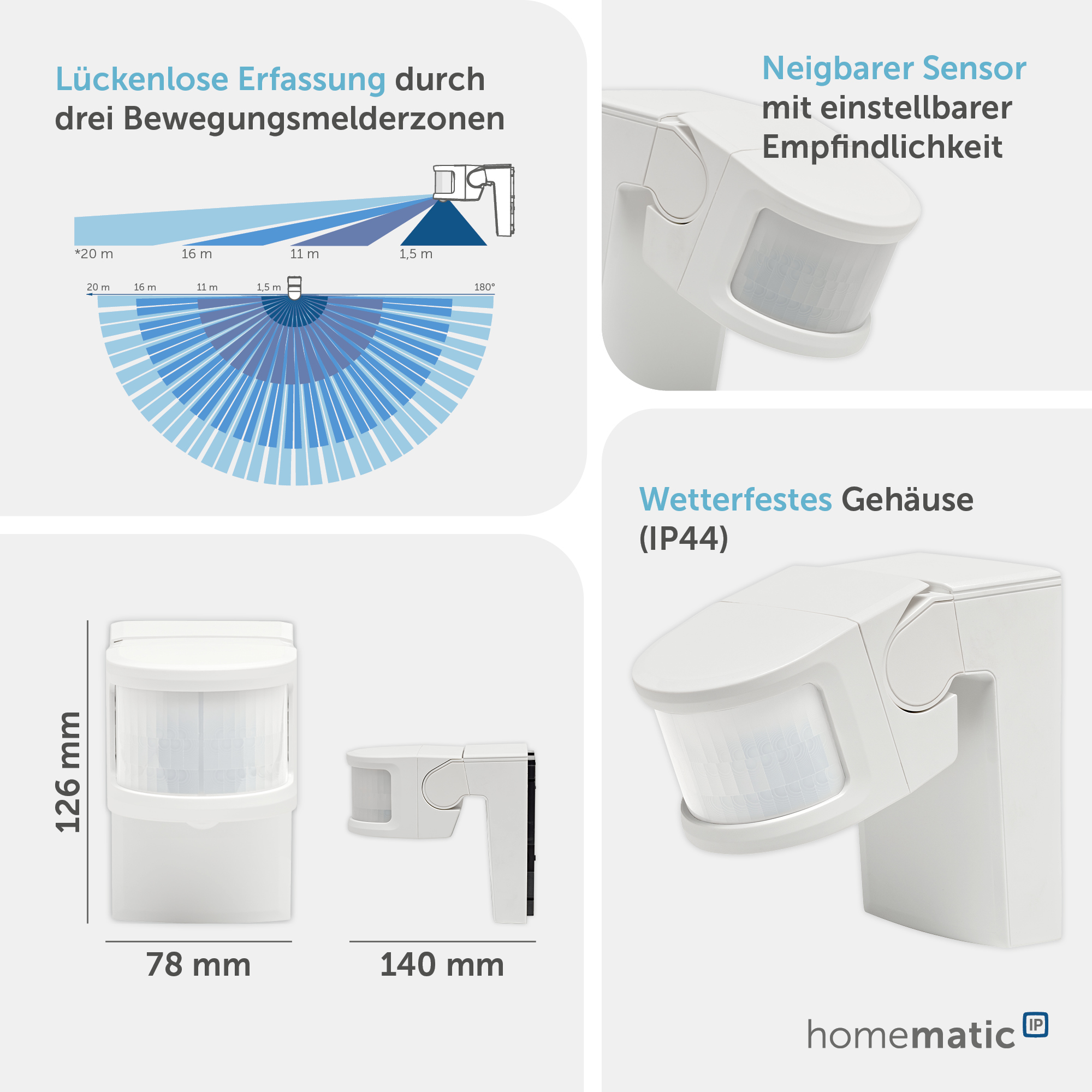 HOMEMATIC IP Bewegungsmelder mit Schaltaktor, außen, weiß HOMEMATIC IP Bewegungsmelder mit Schaltaktor, außen, weiß