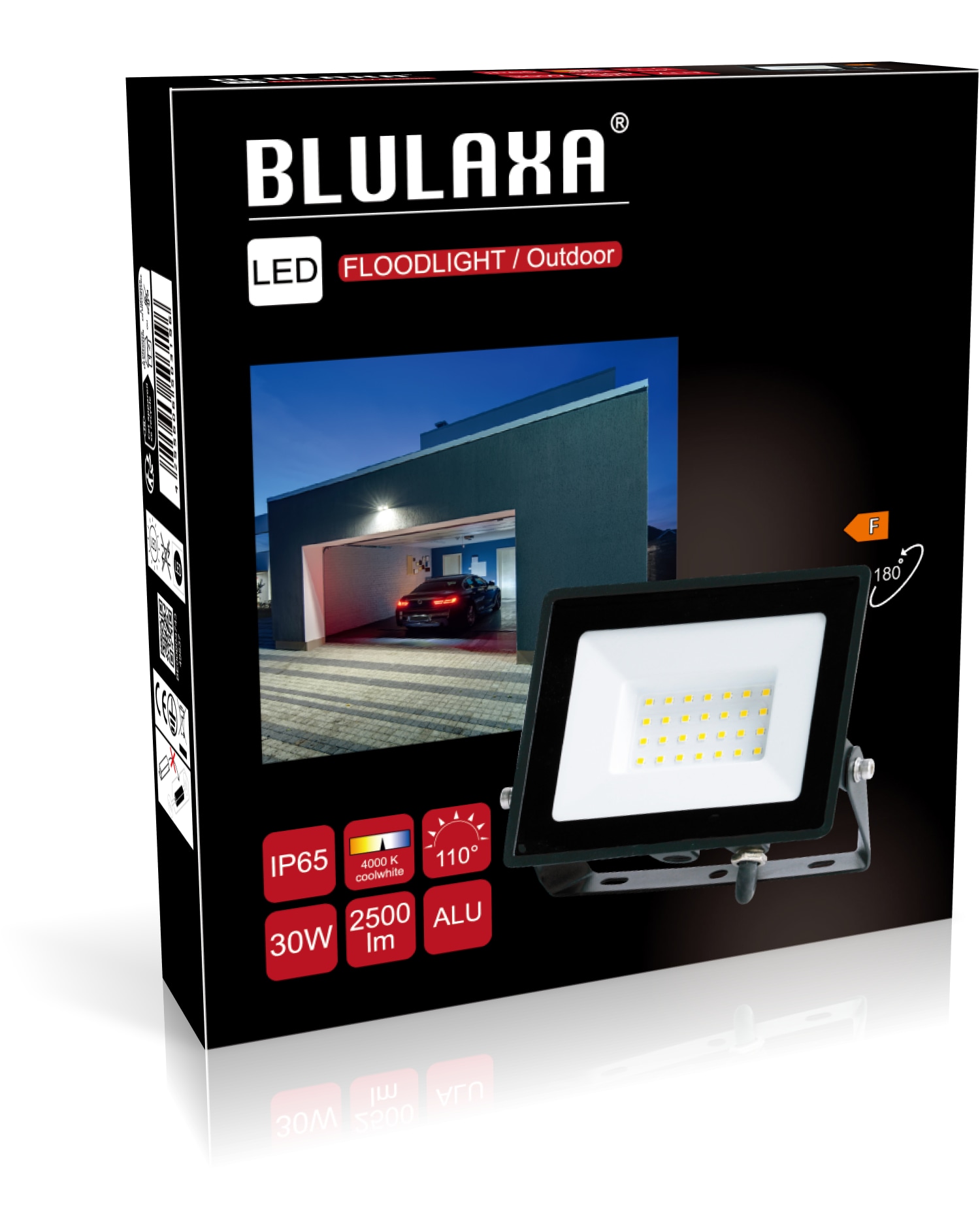 BLULAXA LED-Fluter, EEK: F, 30W, 2500lm, 4000K, schwarz BLULAXA LED-Fluter, EEK: F, 30W, 2500lm, 4000K, schwarz