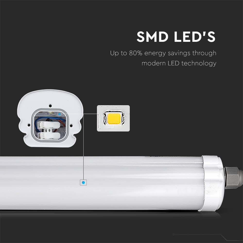 V-TAC LED-Feuchtraumwannenleuchte VT-6076, 18W, 6500K, EEK: E, 2160lm, kaltweiß, IP65, 60 cm
