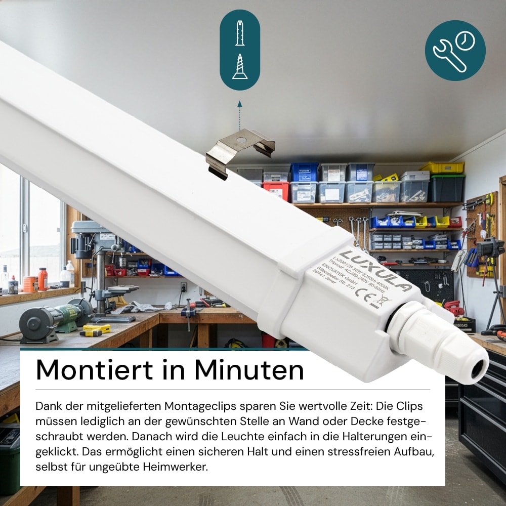 LUXULA LED-Feuchtraumleuchte, EEK: F, 36W, 3250lm, 4000K, 1200mm LUXULA LED-Feuchtraumleuchte, EEK: F, 36W, 3250lm, 4000K, 1200mm