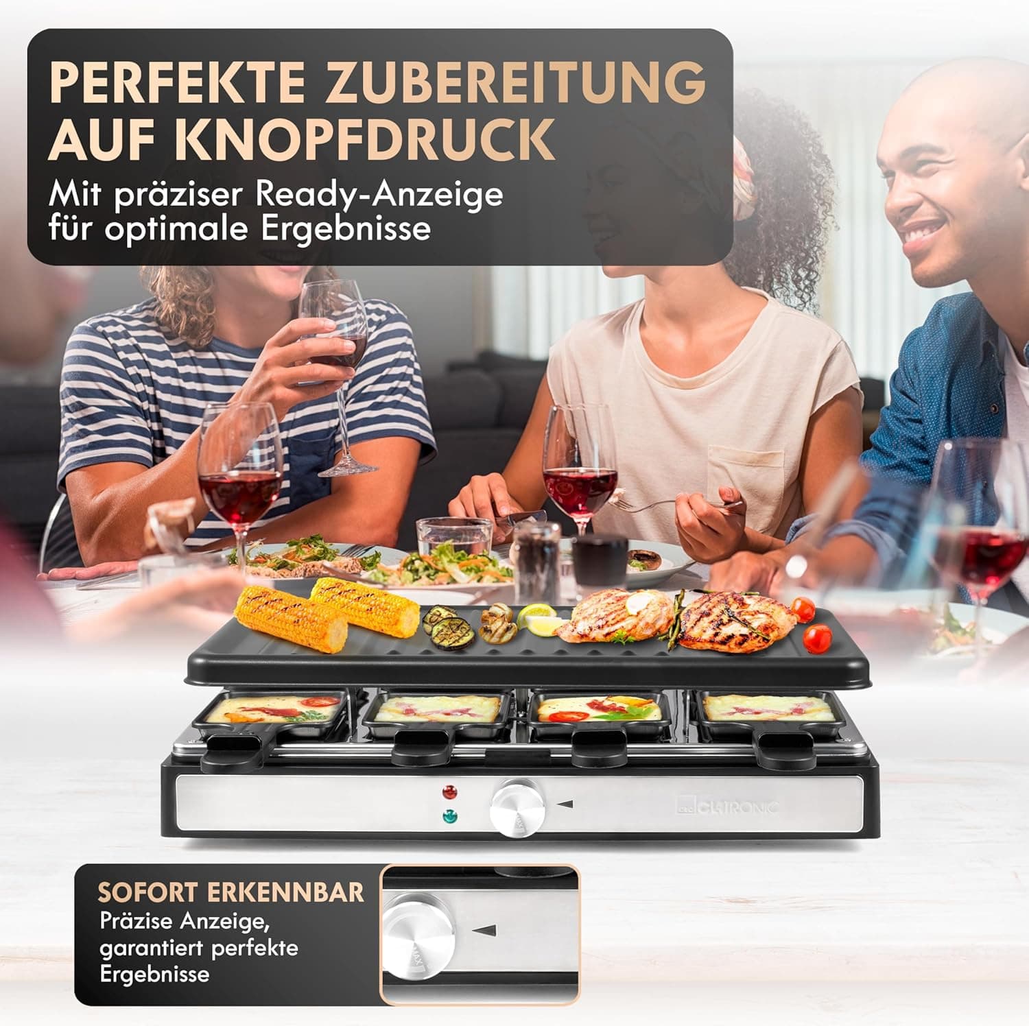 CLATRONIC Raclette RG 3757, 1400 W, 8 Personen, schwarz CLATRONIC Raclette RG 3757, 1400 W, 8 Personen, schwarz