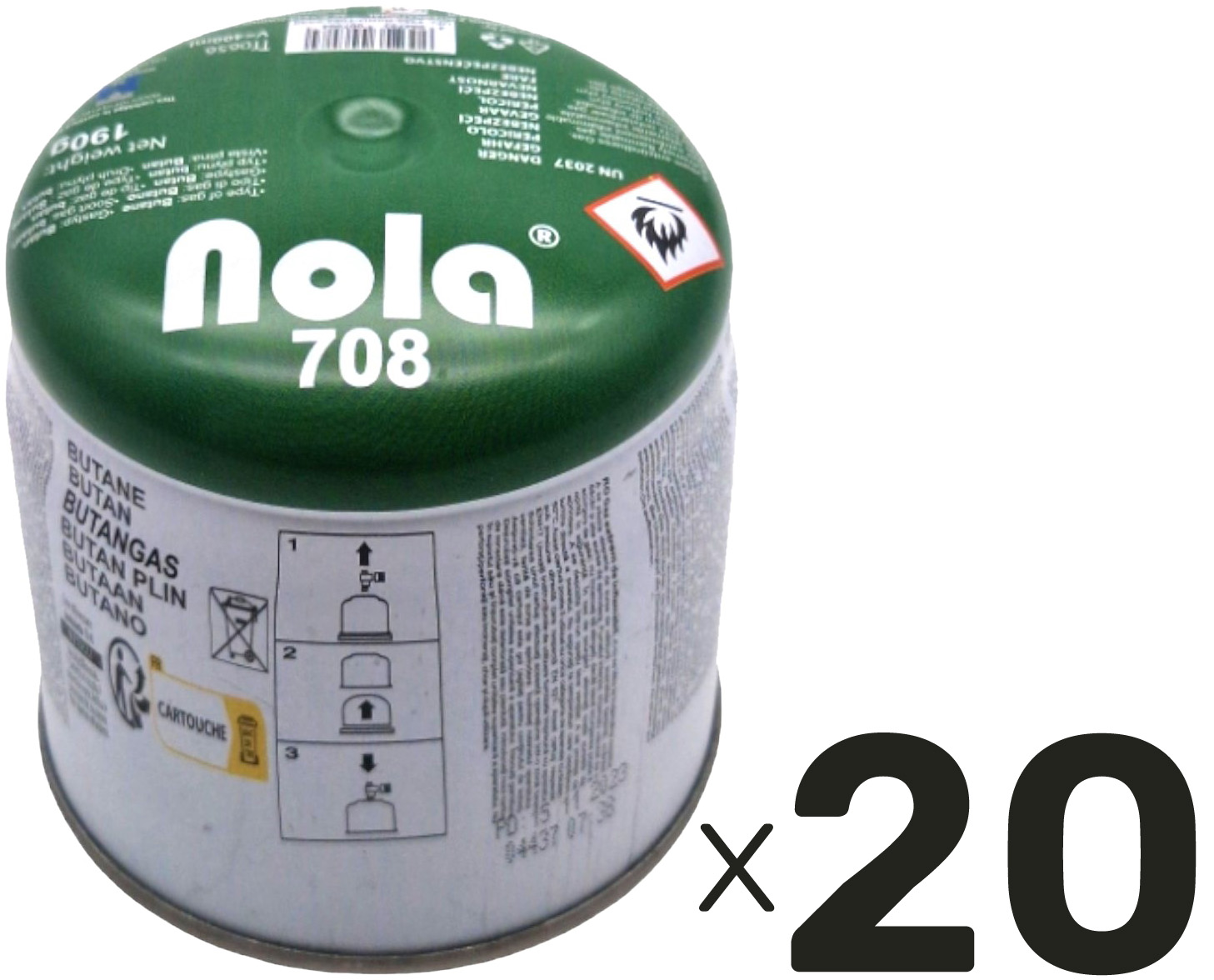Campinggas, Butangas, 190 g, Gas Lock System, 20 Stück