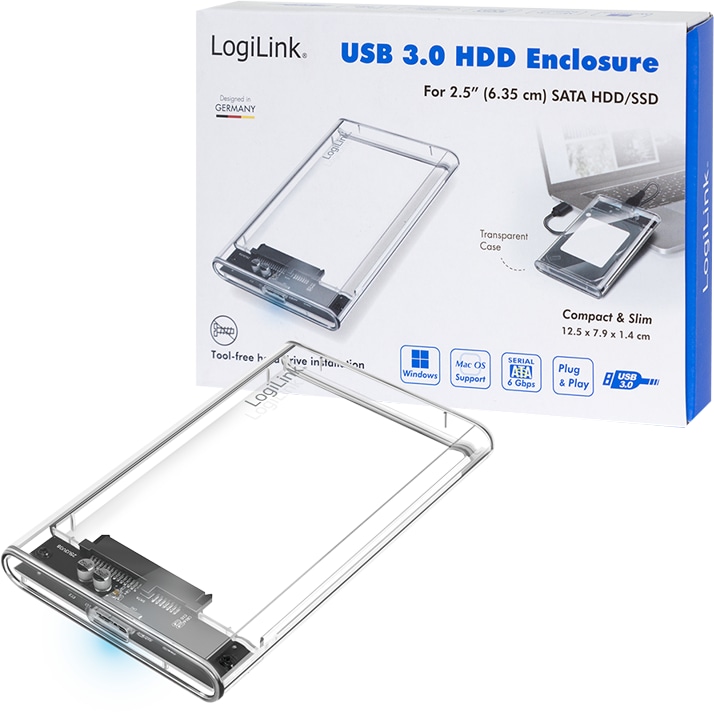 LOGILINK Festplattengehäuse UA0409, HDD/SSD, USB 3.0, werkzeuglos LOGILINK Festplattengehäuse UA0409, HDD/SSD, USB 3.0, werkzeuglos