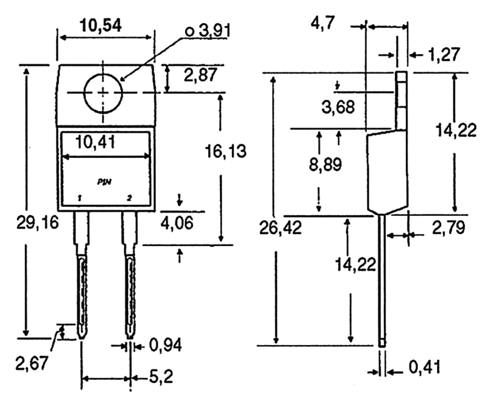 MBR 1060, Schottkydiode, 60 V, 10 A, TO220 MBR 1060, Schottkydiode, 60 V, 10 A, TO220