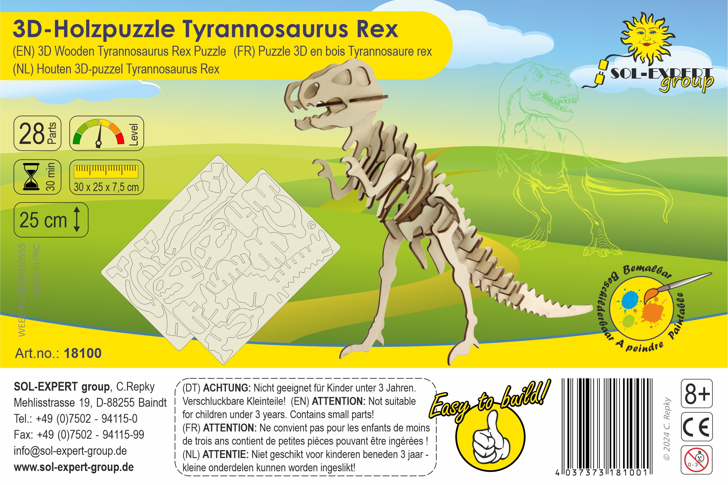 SOL-EXPERT 3D Holz Puzzle Tyrannosaurus Rex SOL-EXPERT 3D Holz Puzzle Tyrannosaurus Rex