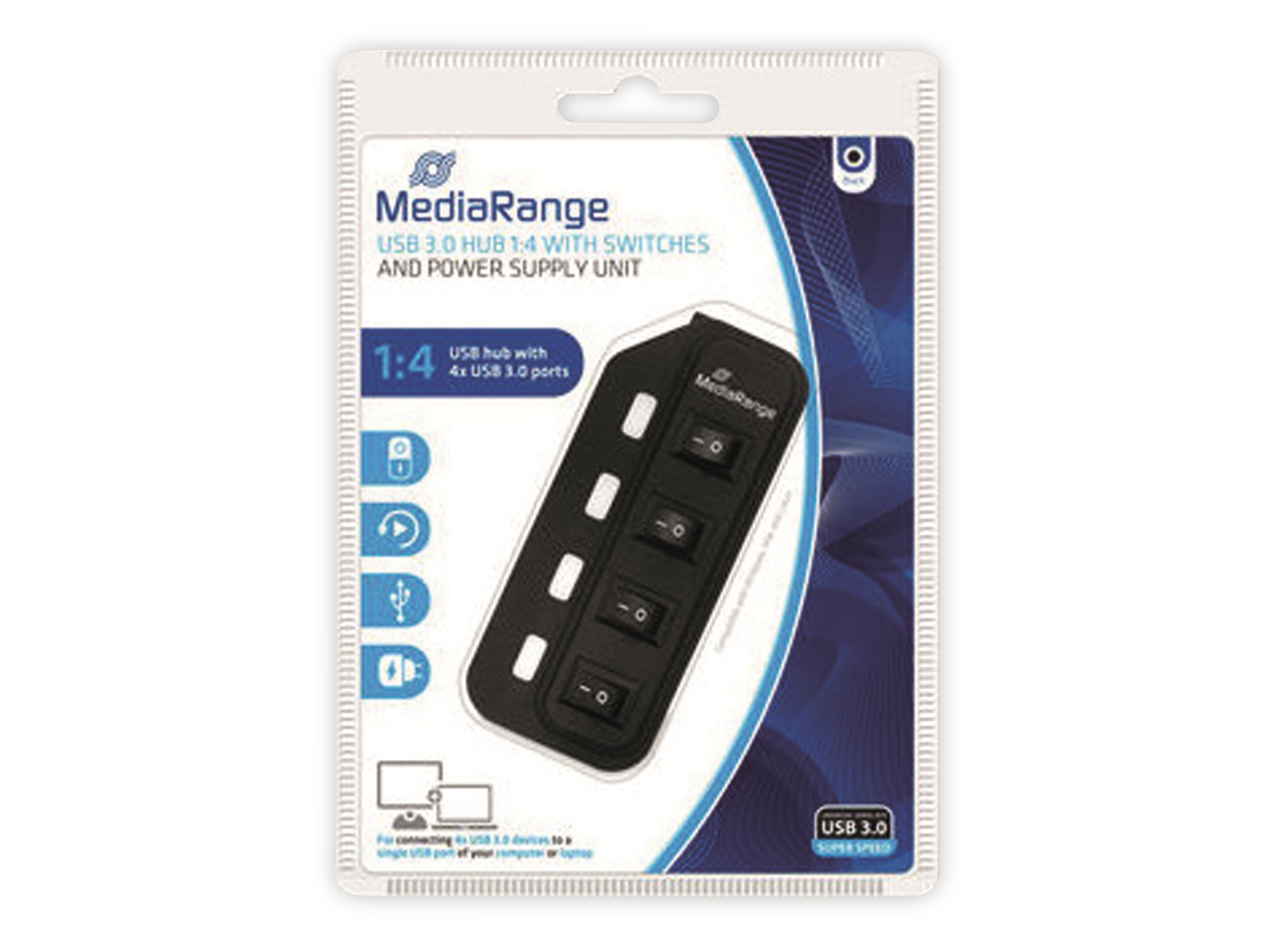 MEDIARANGE USB3.0 Hub MRCS505, 4-port MEDIARANGE USB3.0 Hub MRCS505, 4-port