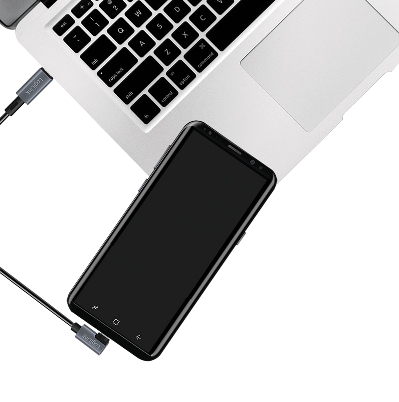 LOGILINK USB2.0 Typ-C CU0182, C/M 90°, PD, schwarz, 1,0m