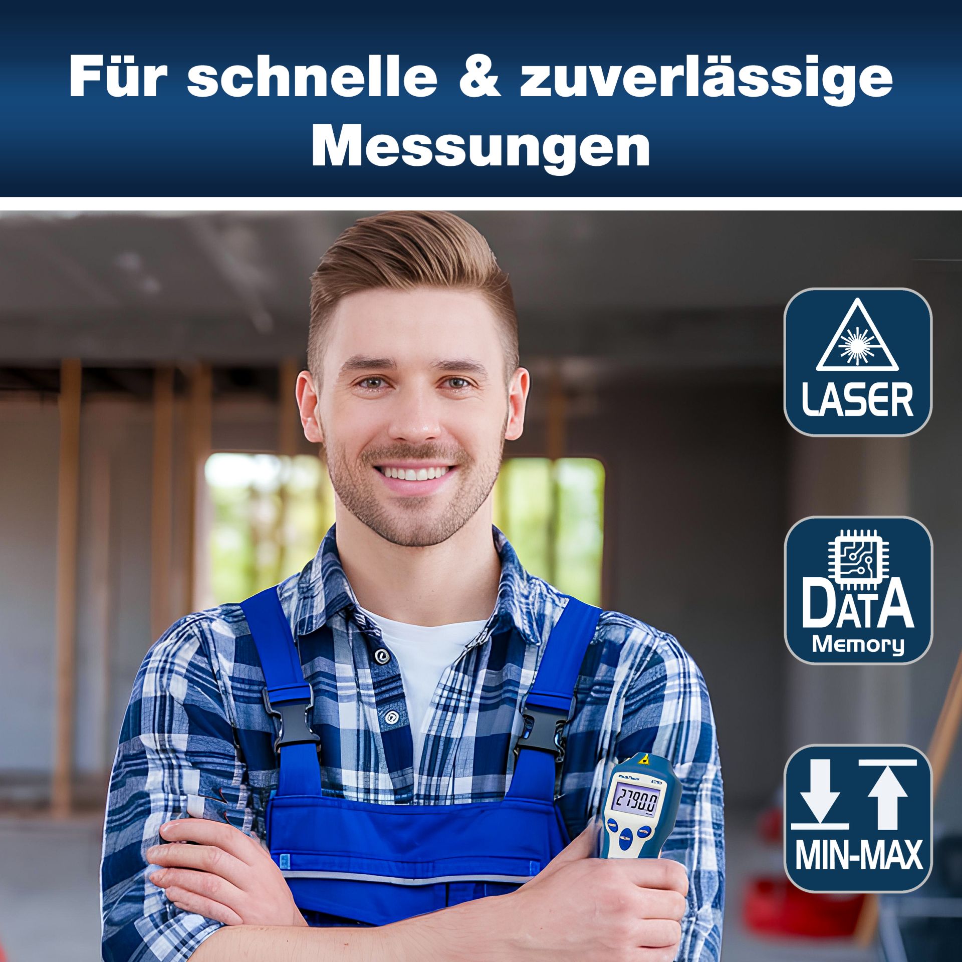 PEAKTECH Drehzahlmessgerät P 2790, 5-stellig, 1... 99.999 rpm