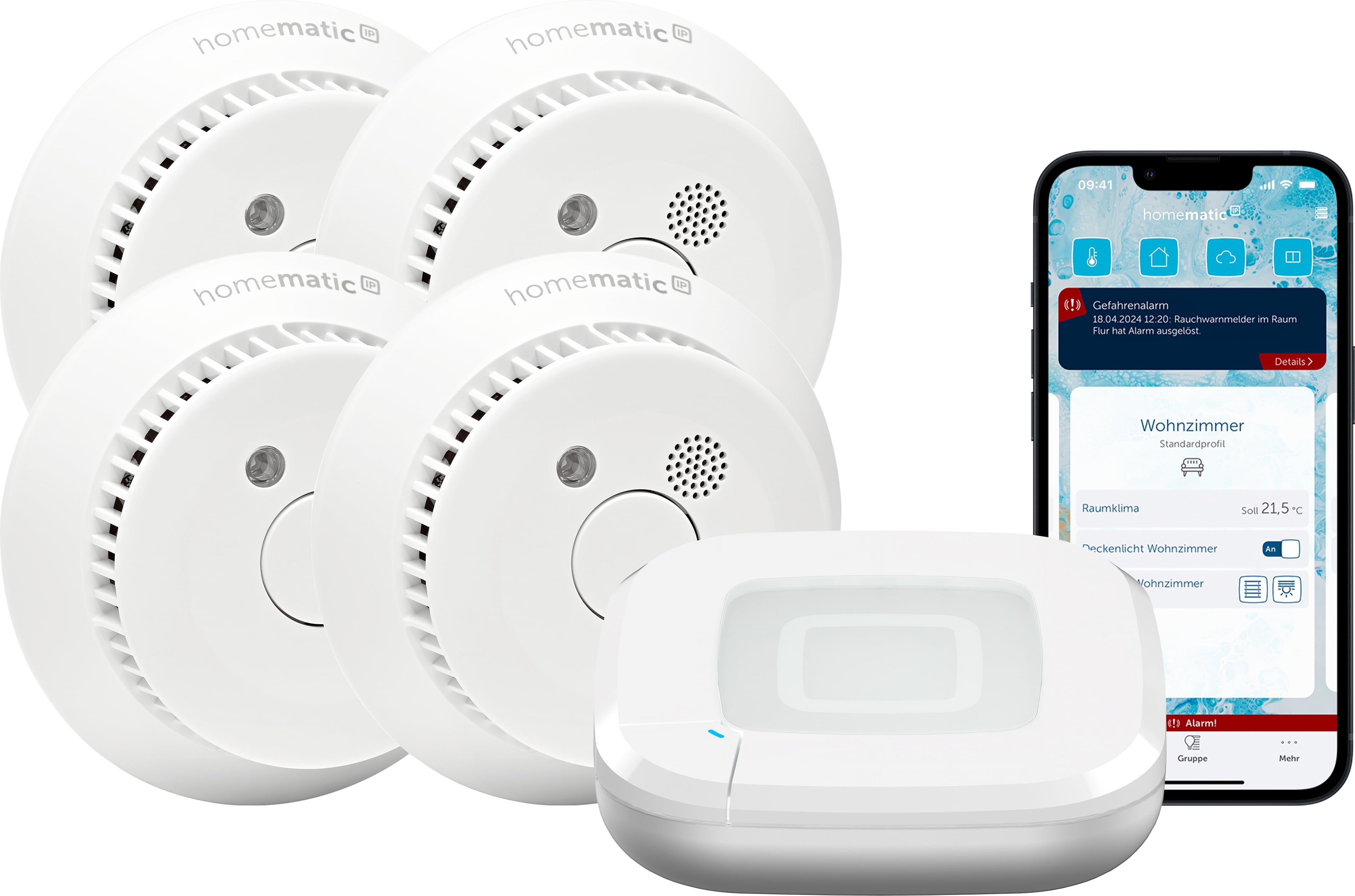 HOMEMATIC IP Starterset Rauchwarnmelder für 4 Räume