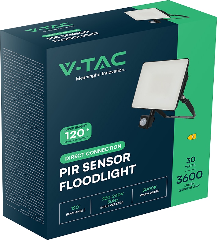 LED-Fluter V-TAC, VT-4929-FC, EEK: E, 30 W, 3600 lm, 4000 K, IP65, neutralweiß