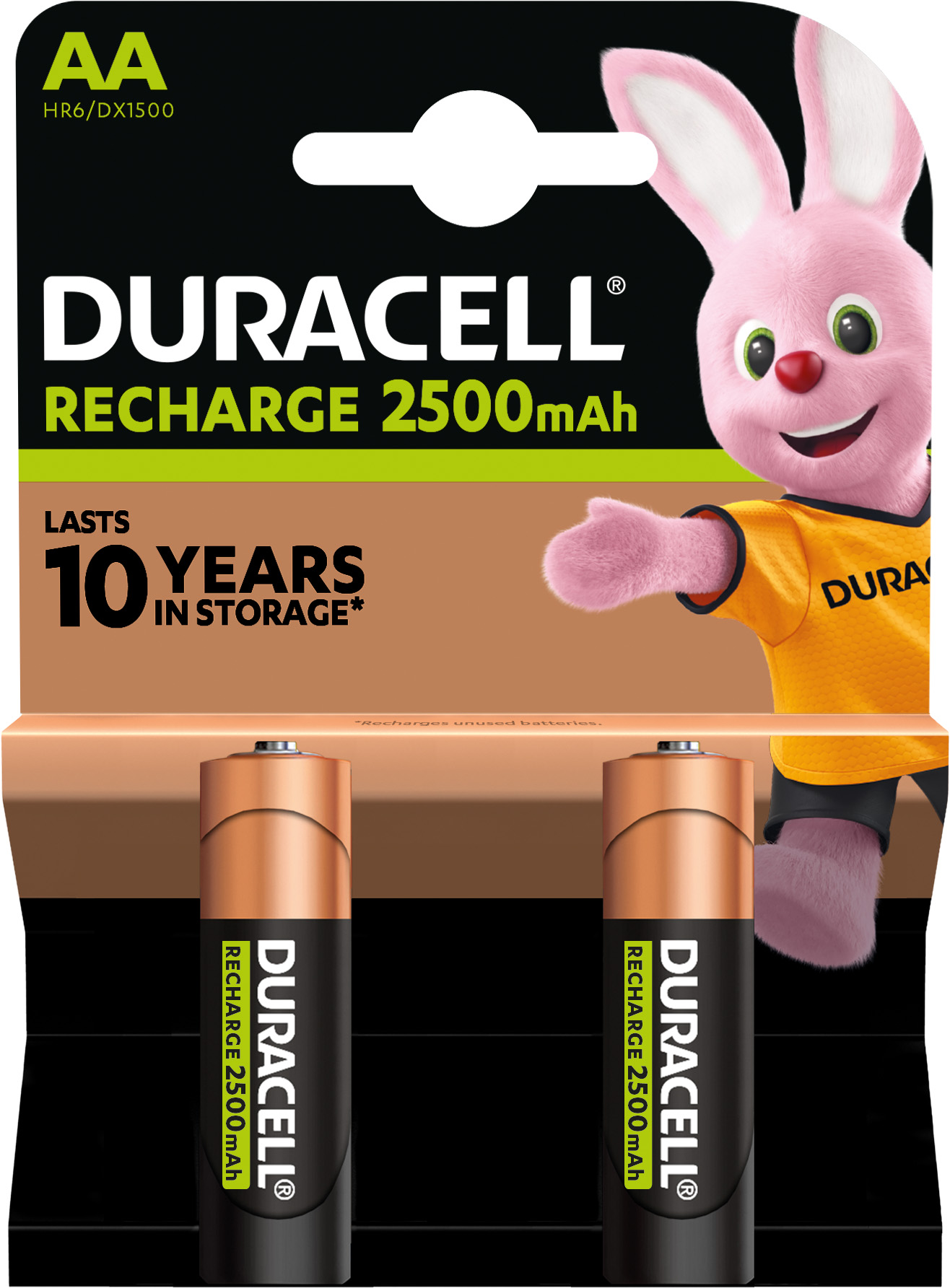 DURACELL NiMH-Mignon-Akku HR06, 1.2V/2500mAh, rechargeable, 2 Stück