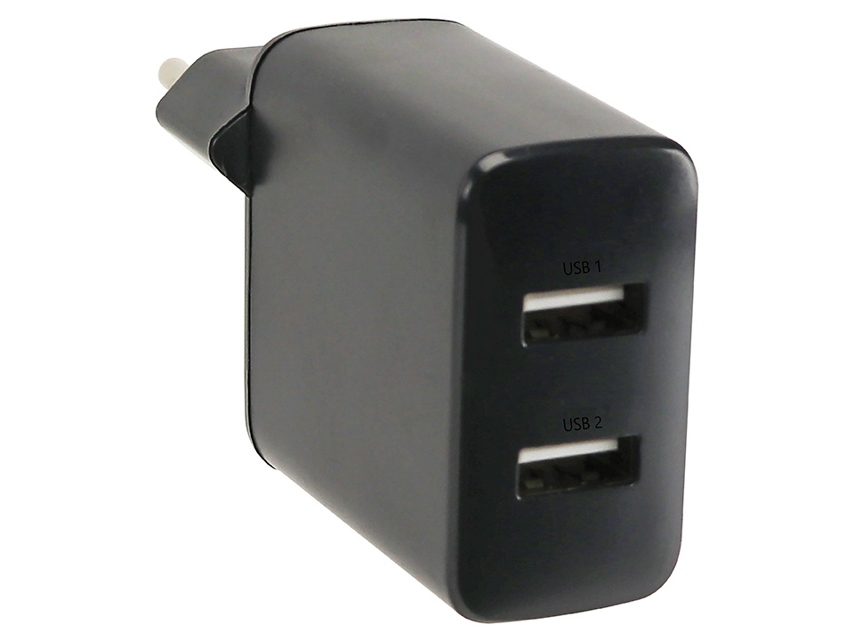 USB-Ladegerät, Dual, 2x 5V/2,4A, 24W, schwarz