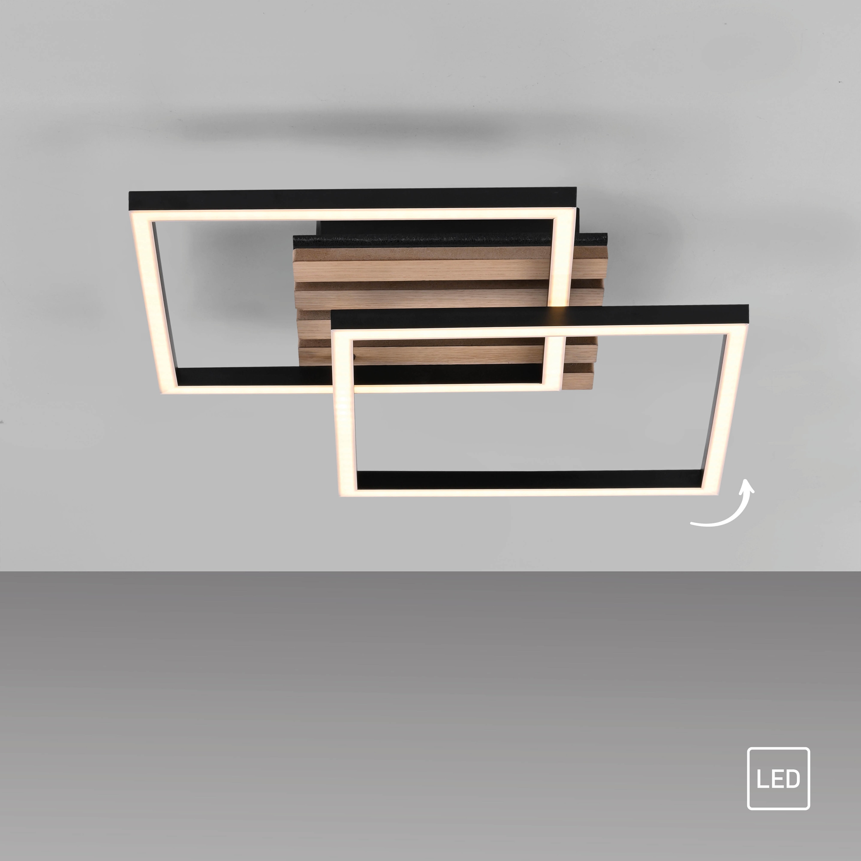 JUST LIGHT LED-Deckenleuchte 14053-79, 15W, 3000K, 2200lm, warmweiß, IP20, Holz/schwarz JUST LIGHT LED-Deckenleuchte 14053-79, 15W, 3000K, 2200lm, warmweiß, IP20, Holz/schwarz