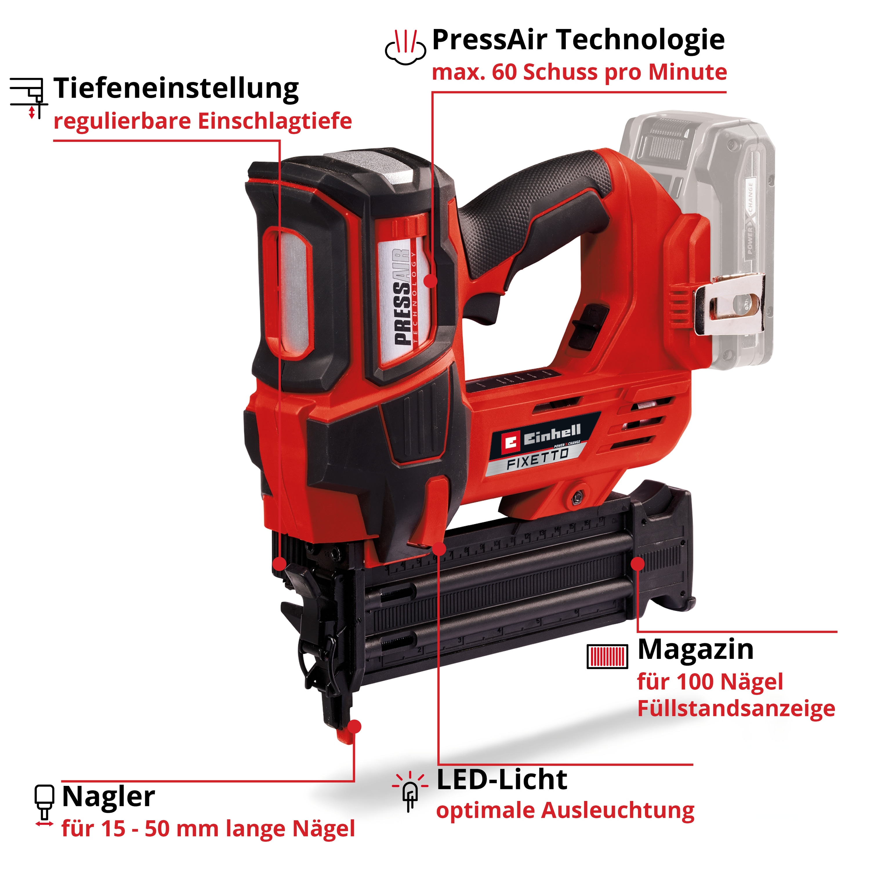 EINHELL PROFESSIONAL Akku-Nagler Fixetto 18/50 N, Solo + Systemkoffer E-Case S-F EINHELL PROFESSIONAL Akku-Nagler Fixetto 18/50 N, Solo + E-Box Koffer S-F