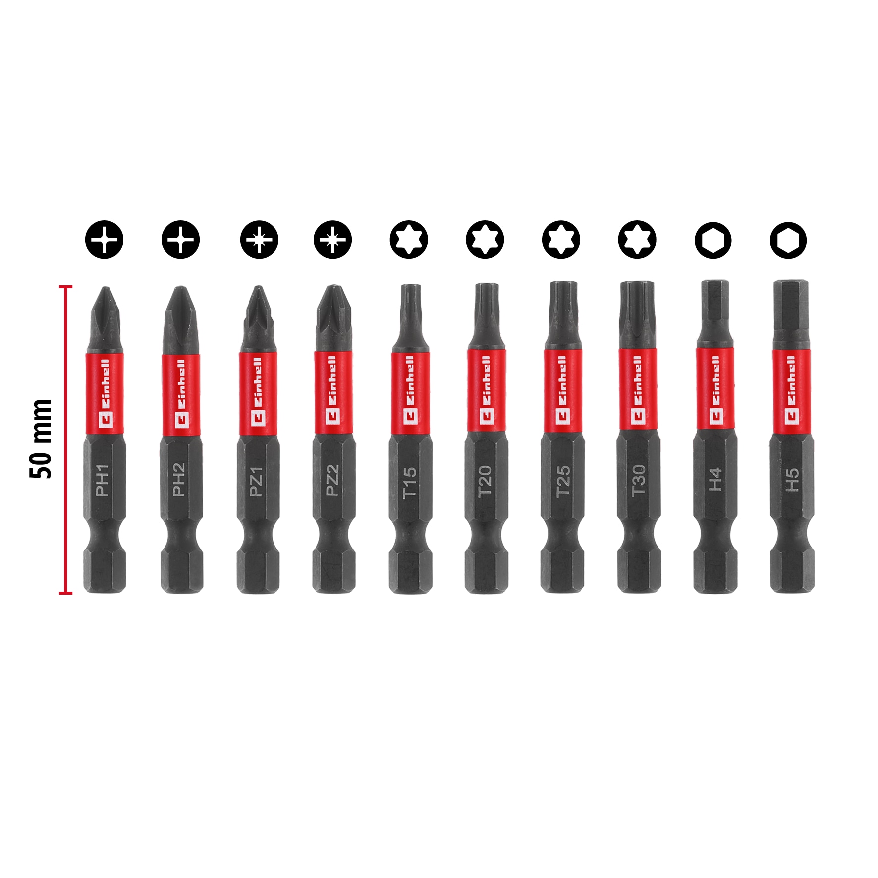 EINHELL Impact-Bit-Set, 118633, Karabiner, 10-teilig