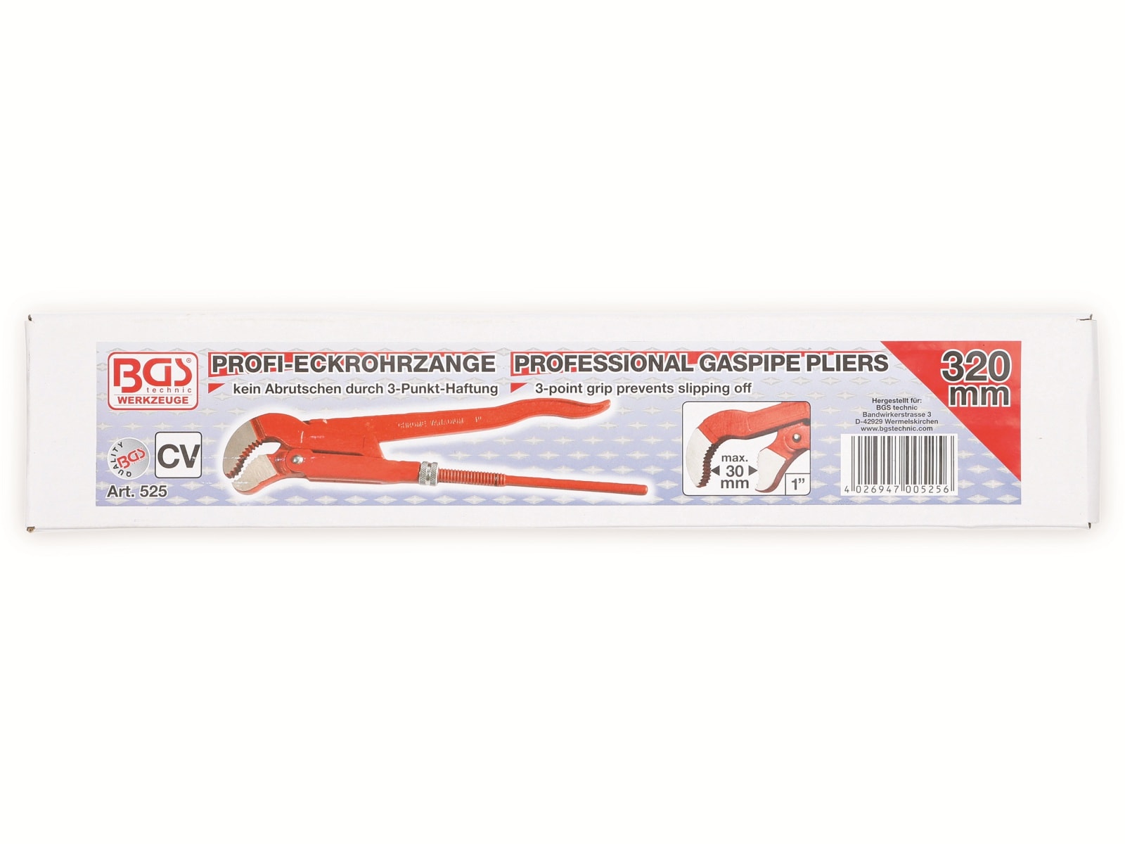 BGS TECHNIC Eckrohrzange 525, 1", S-Maul, 320 mm BGS TECHNIC Eckrohrzange 525, 1", S-Maul, 320 mm
