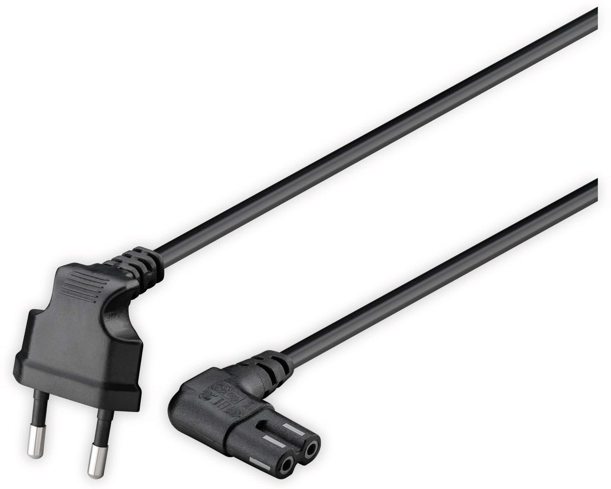 GOOBAY Euro-Netzkabel mit Doppelnutkupplung, schwarz, 3m, 90° GOOBAY Euro-Netzkabel mit Doppelnutkupplung, schwarz, 3m, 90°