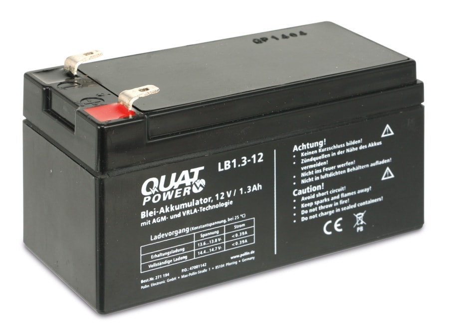 QUATPOWER Blei-Akkumulator LB1.3-12, 12 V-/1,3 Ah QUATPOWER Blei-Akkumulator LB1.3-12, 12 V-/1,3 Ah