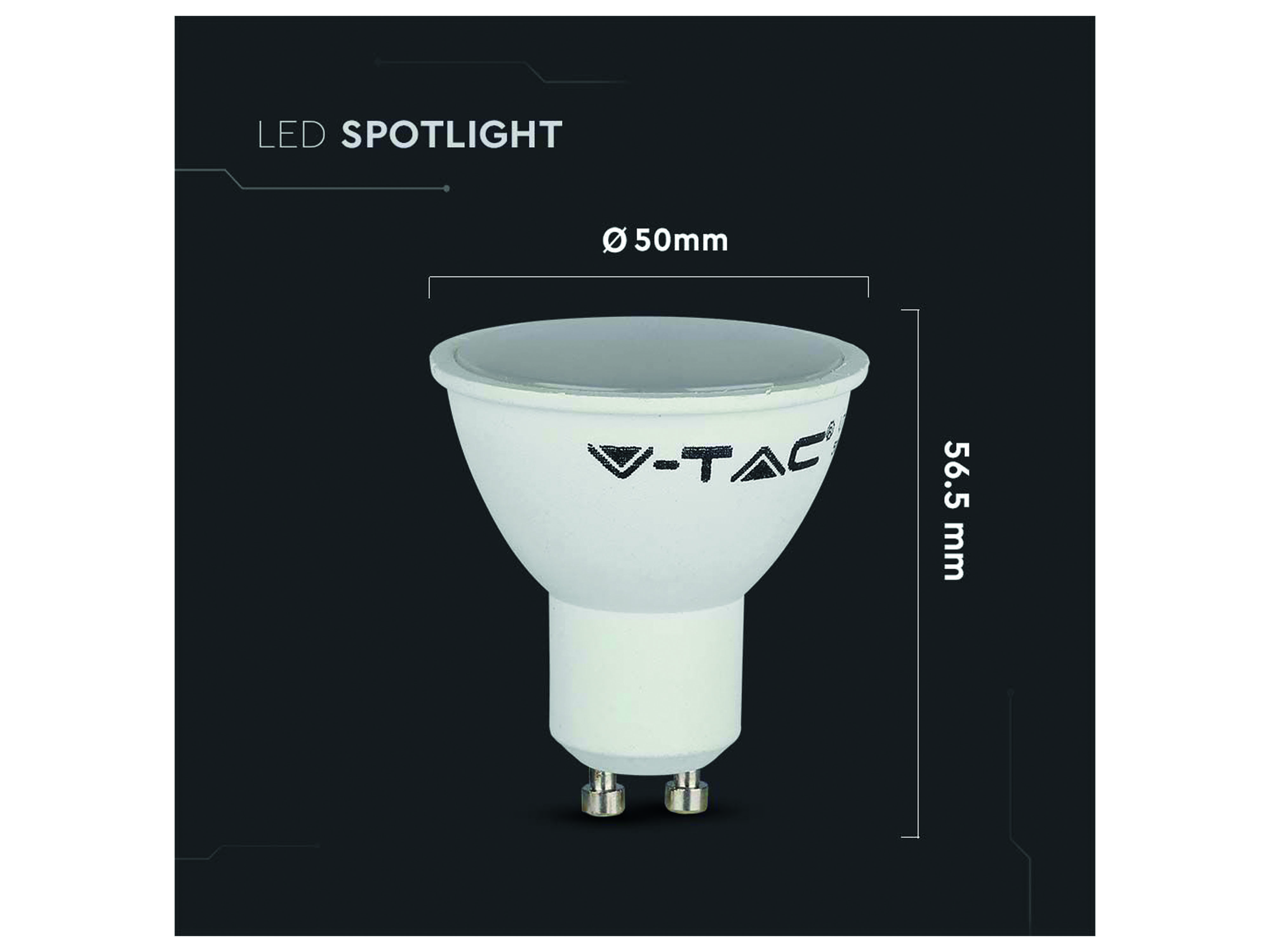 V-TAC LED-SMD-Lampe, PAR16, GU10, EEK: F, 4,5W, 400lm, 3000K V-TAC LED-SMD-Lampe, PAR16, GU10, EEK: F, 4,5W, 400lm, 3000K