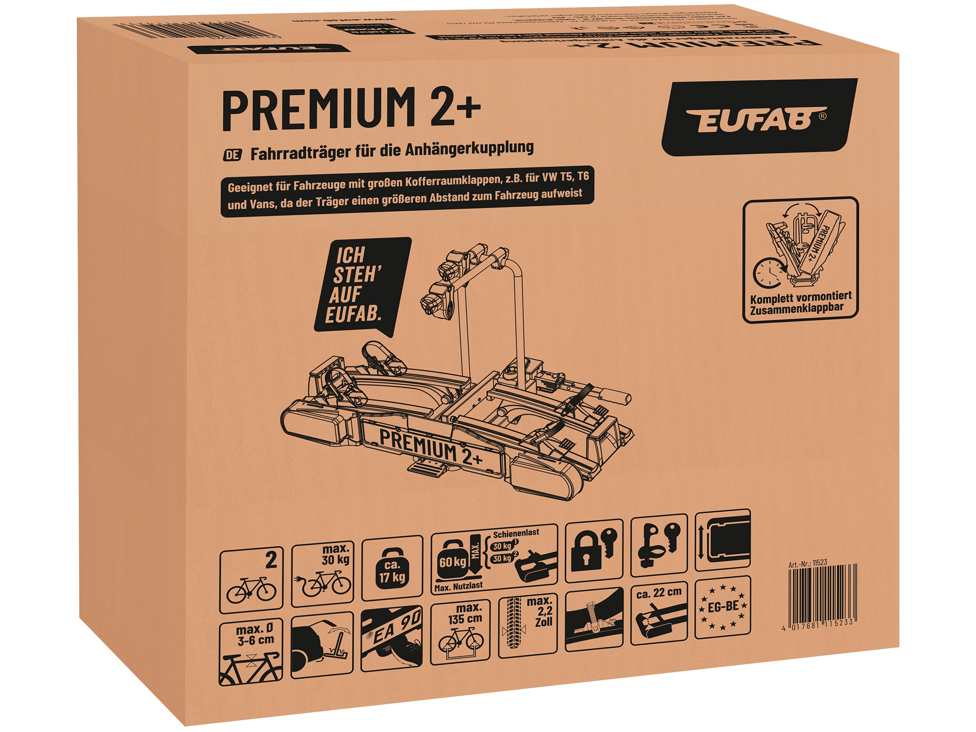 EUFAB Fahrradträger PREMIUM PLUS 2, 11523, für 2 Fahrräder EUFAB Fahrradträger PREMIUM PLUS 2, 11523, für 2 Fahrräder