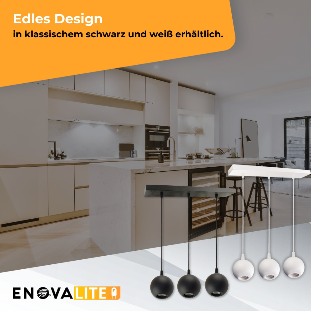 ENOVALITE LED-Pendellampe GLOBE, GU10-Fassung, IP20, Ø10cm, 3 flammig, weiß ENOVALITE LED-Pendellampe GLOBE, GU10-Fassung, IP20, Ø10cm, 3 flammig, weiß