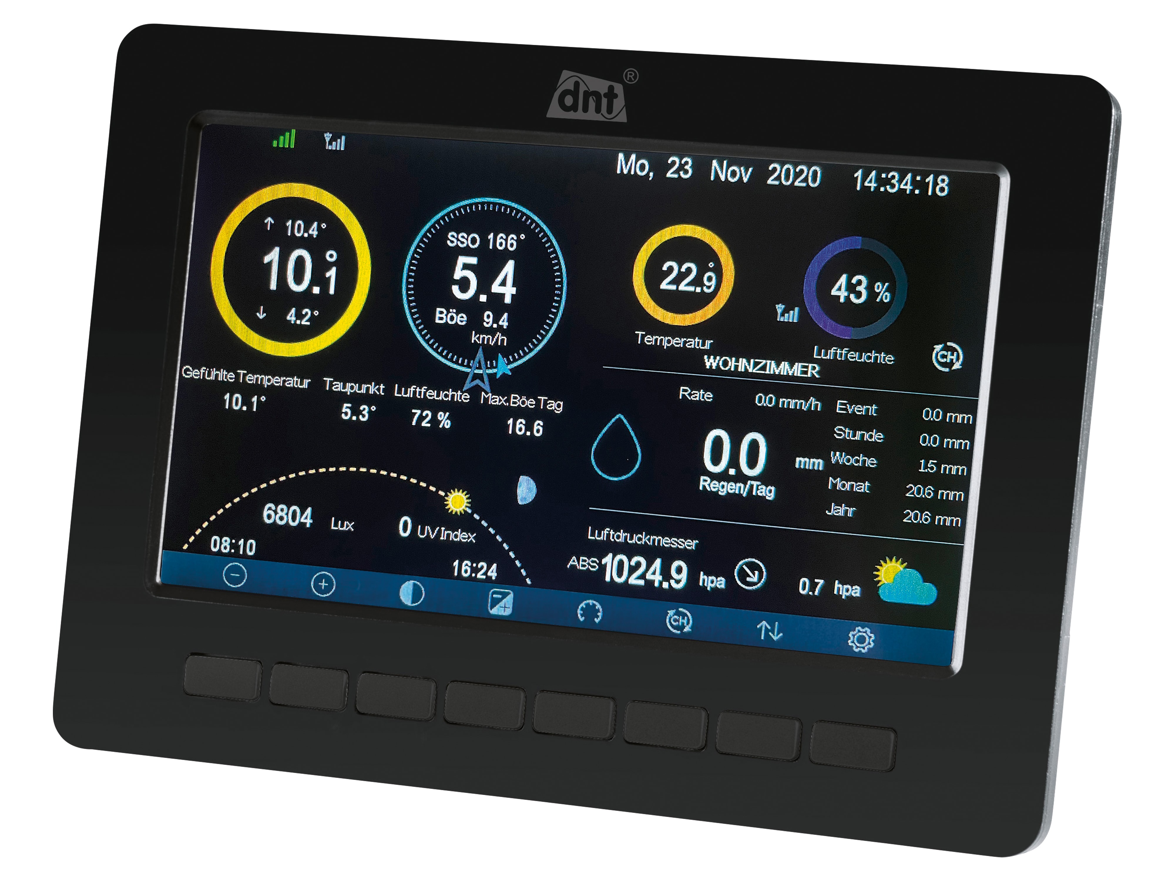 DNT Wetterstation WeatherScreen PRO + 3x Zusatzsender RoomLog Pro DNT Wetterstation WeatherScreen PRO + 3x Zusatzsender RoomLog Pro