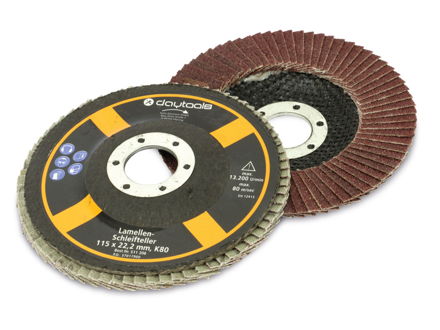 DAYTOOLS Lamellen-Schleifteller, 115 mm, Körnung 80, 5 Stück DAYTOOLS Lamellen-Schleifteller, 115 mm, Körnung 80, 5 Stück