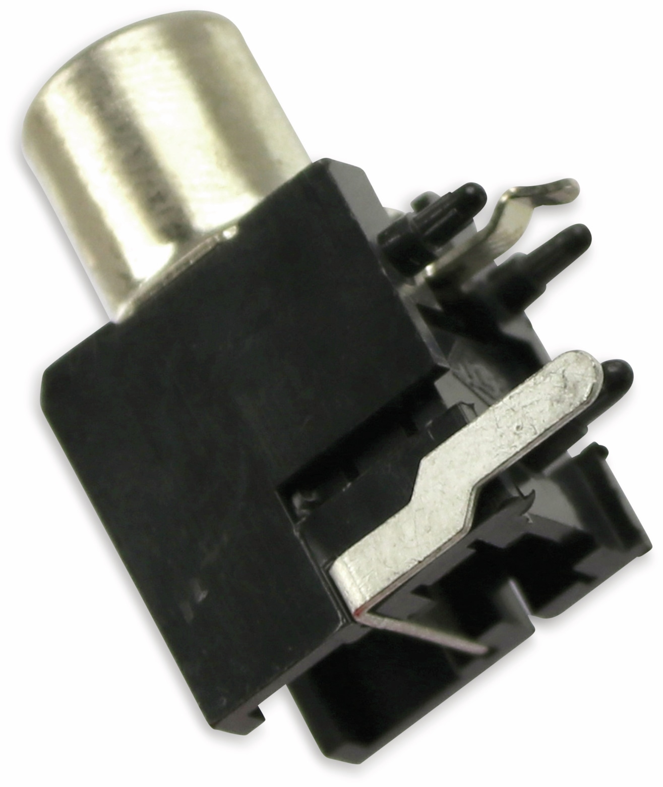 Chinch-Einbaubuchse, 1-fach, 90°, schwarz, 10,5x13x23 mm Chinch-Einbaubuchse, 1-fach, 90°, schwarz, 10,5x13x23 mm