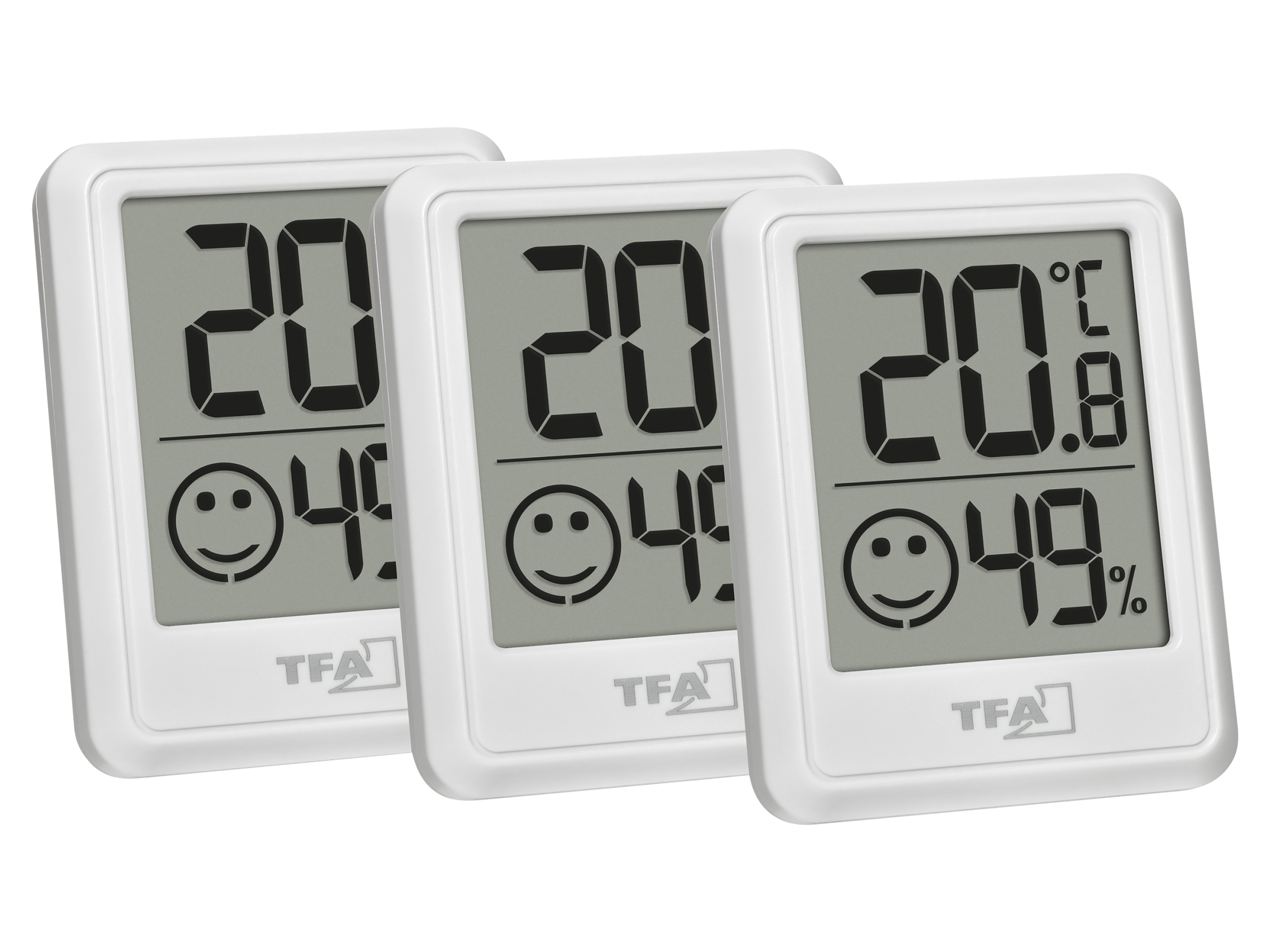 TFA Digitales Thermo-Hygrometer 30.5060.02.03, 3 Stück, weiß