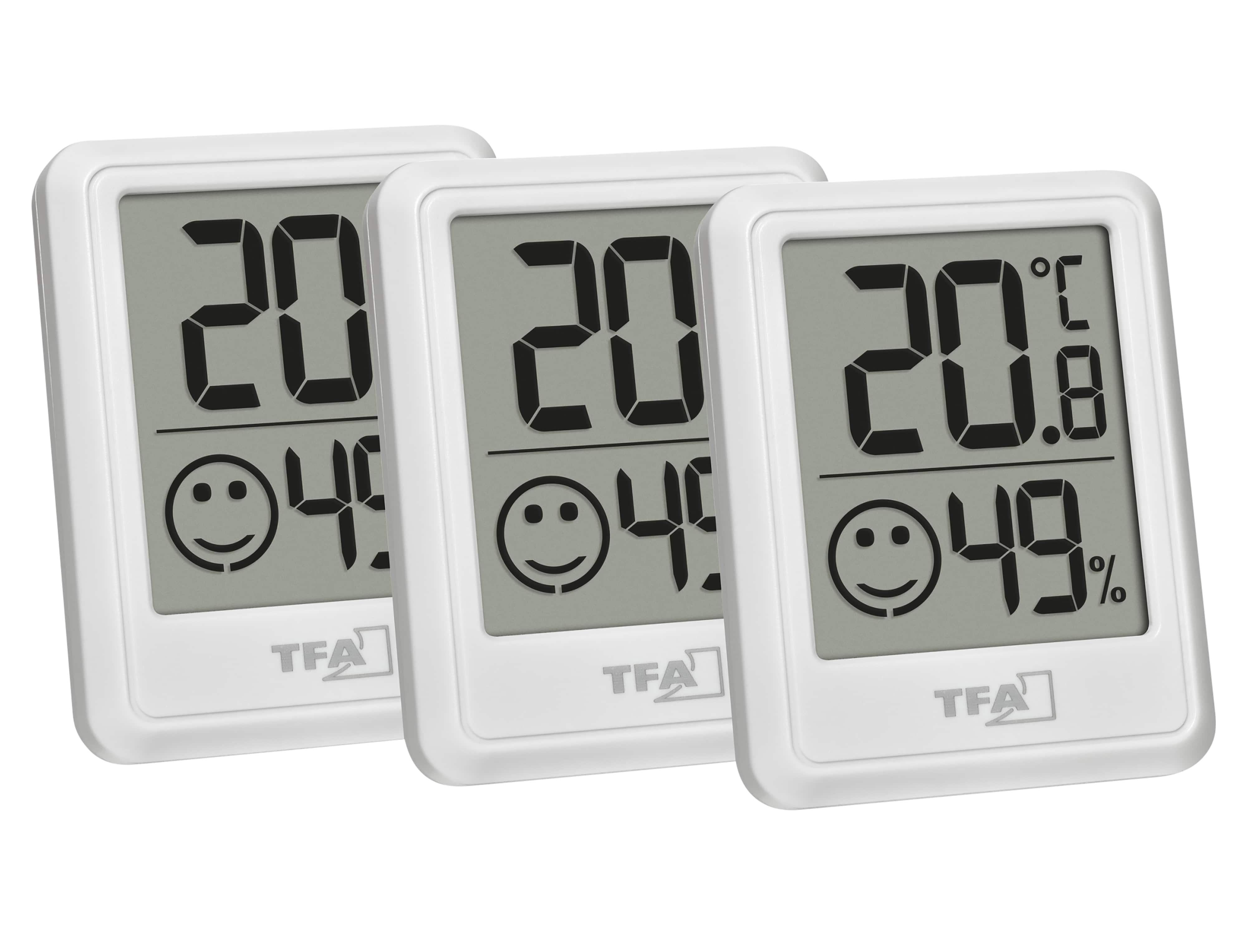 TFA Digitales Thermo-Hygrometer 30.5060.02.03, 3 Stück, weiß TFA Digitales Thermo-Hygrometer 30.5060.02.03, 3 Stück, weiß
