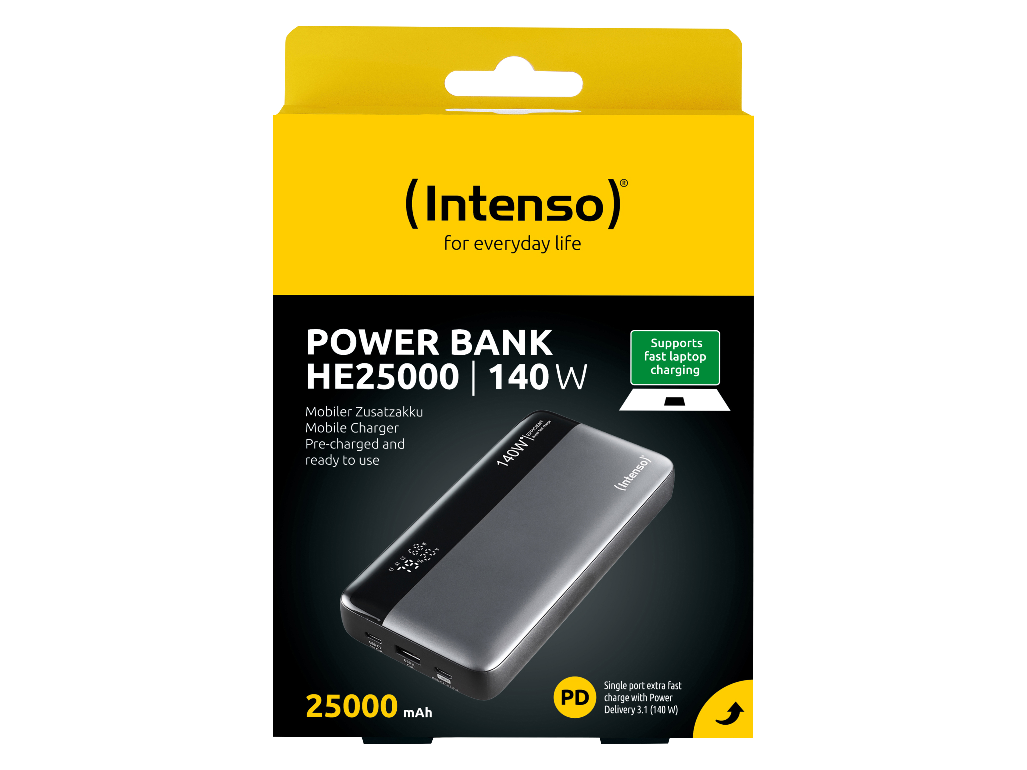 INTENSO USB Powerbank 7350060 HE25000, 25.000mAh, 140 W, grau INTENSO USB Powerbank 7350060 HE25000, 25.000mAh, 140 W, grau