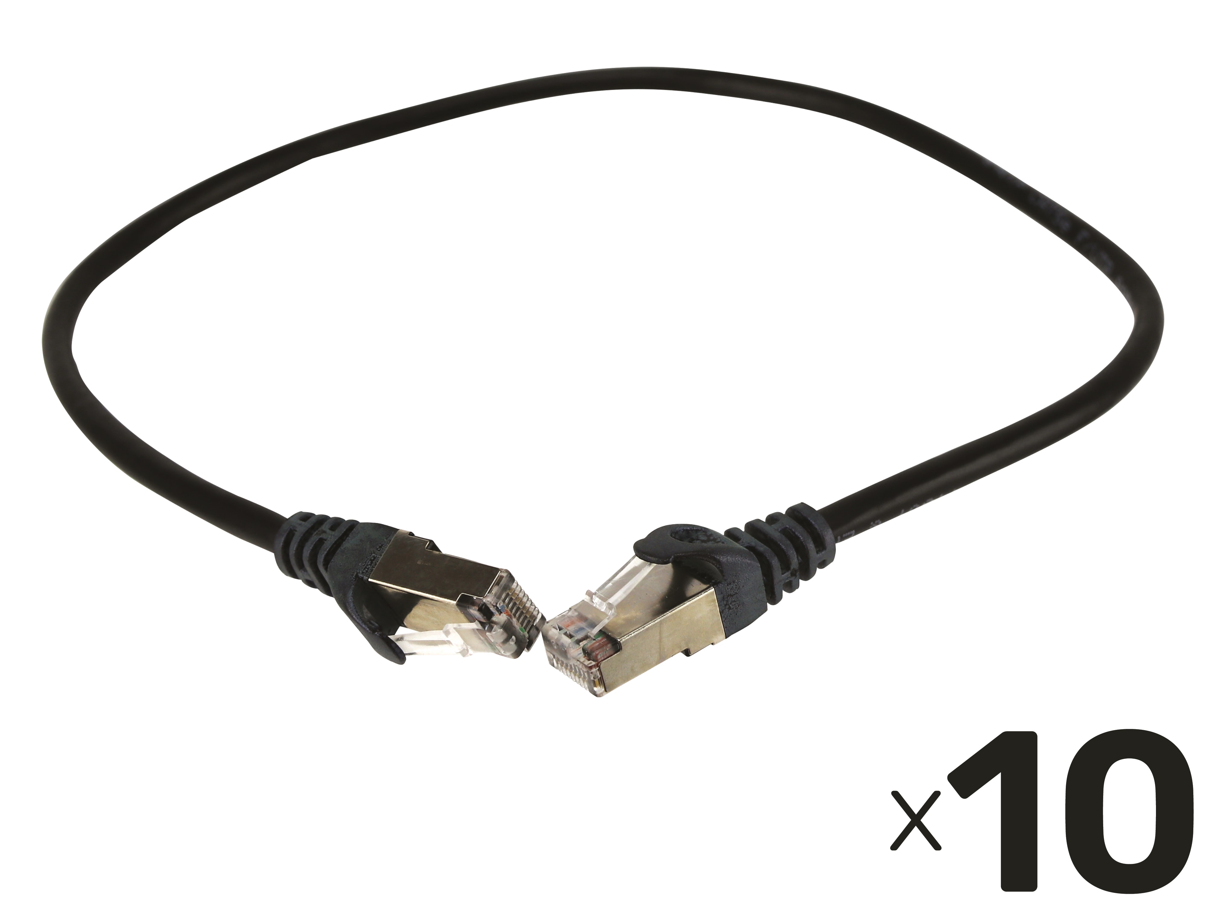 EQUIP CAT.5e Patchkabel, 0,5m, schwarz, 8P8C, F/UTP, crossover, 10er Pack EQUIP CAT.5e Patchkabel, 0,5m, schwarz, 8P8C, F/UTP, crossover, 10er Pack
