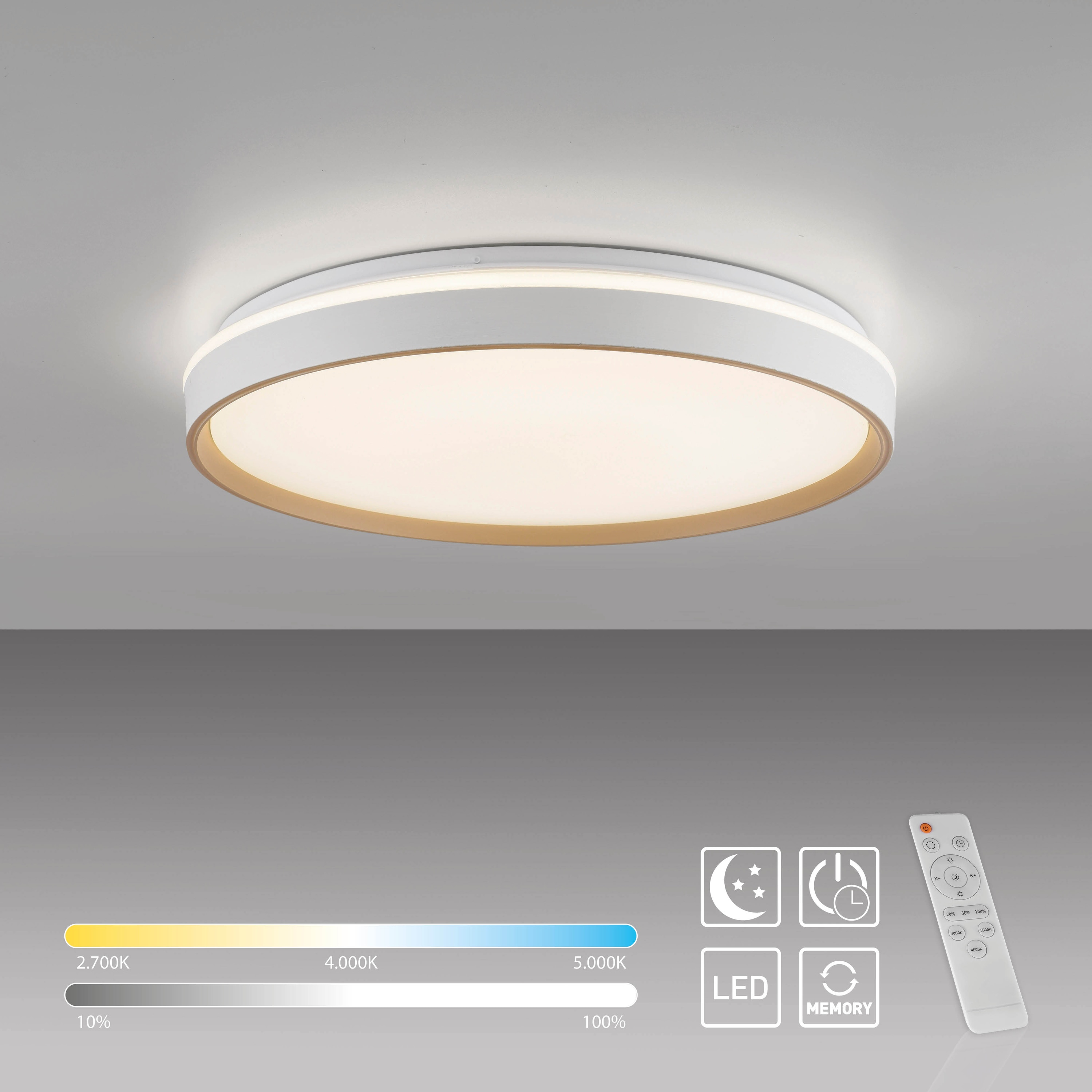 JUST LIGHTLED-Deckenleuchte 14278-39, 34W, CCT, 4600lm, IP20, weiß/sand JUST LIGHTLED-Deckenleuchte 14278-39, 34W, CCT, 4600lm, IP20, weiß/sand