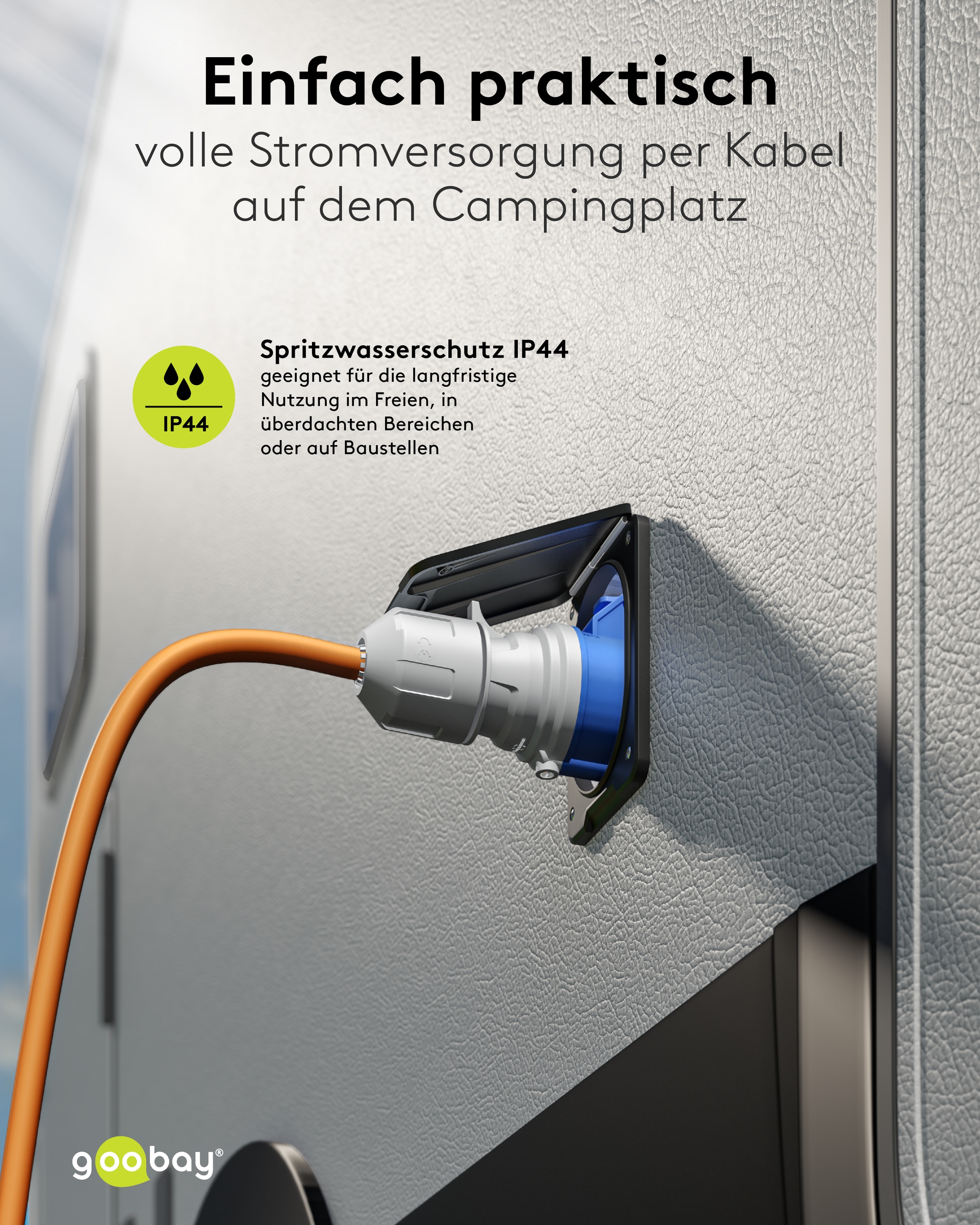 GOOBAY CEE-Adapterkabel 76219, 5 m, Stecker zu Schutzkontakt Stecker