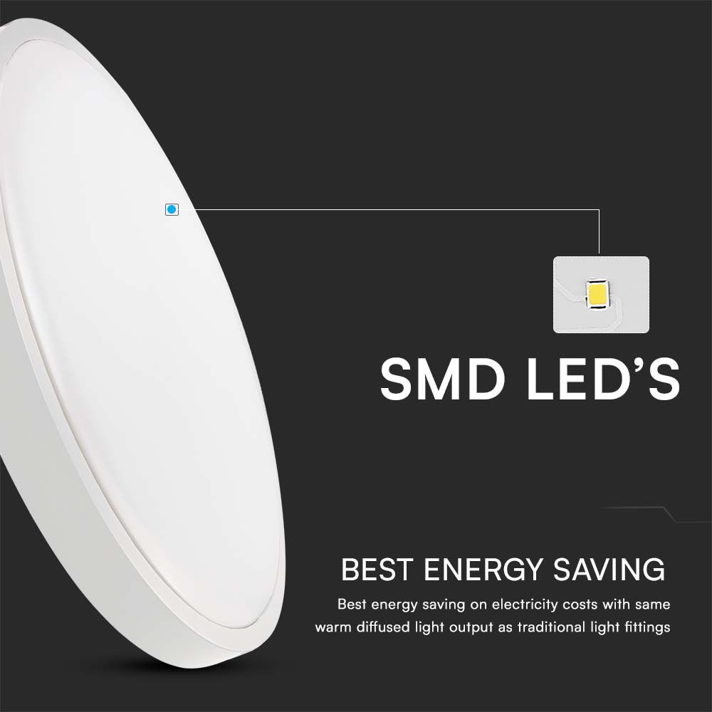 V-TAC LED-Deckenleuchte VT-8624, EEK: F, 24 W, 2500 lm, 4000 K, IP44, 295 mm