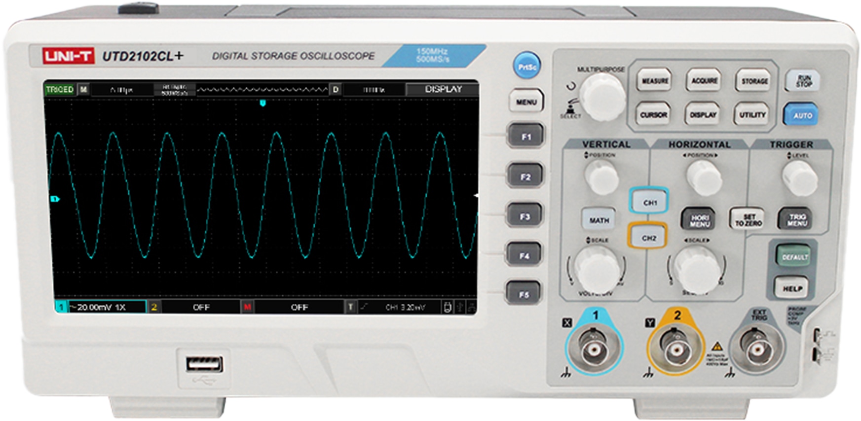 UNI-T Oszilloskop, UTD2102CL+, 2 Kanäle, 100 MHz UNI-T Oszilloskop, UTD2102CL+, 2 Kanäle, 100 MHz