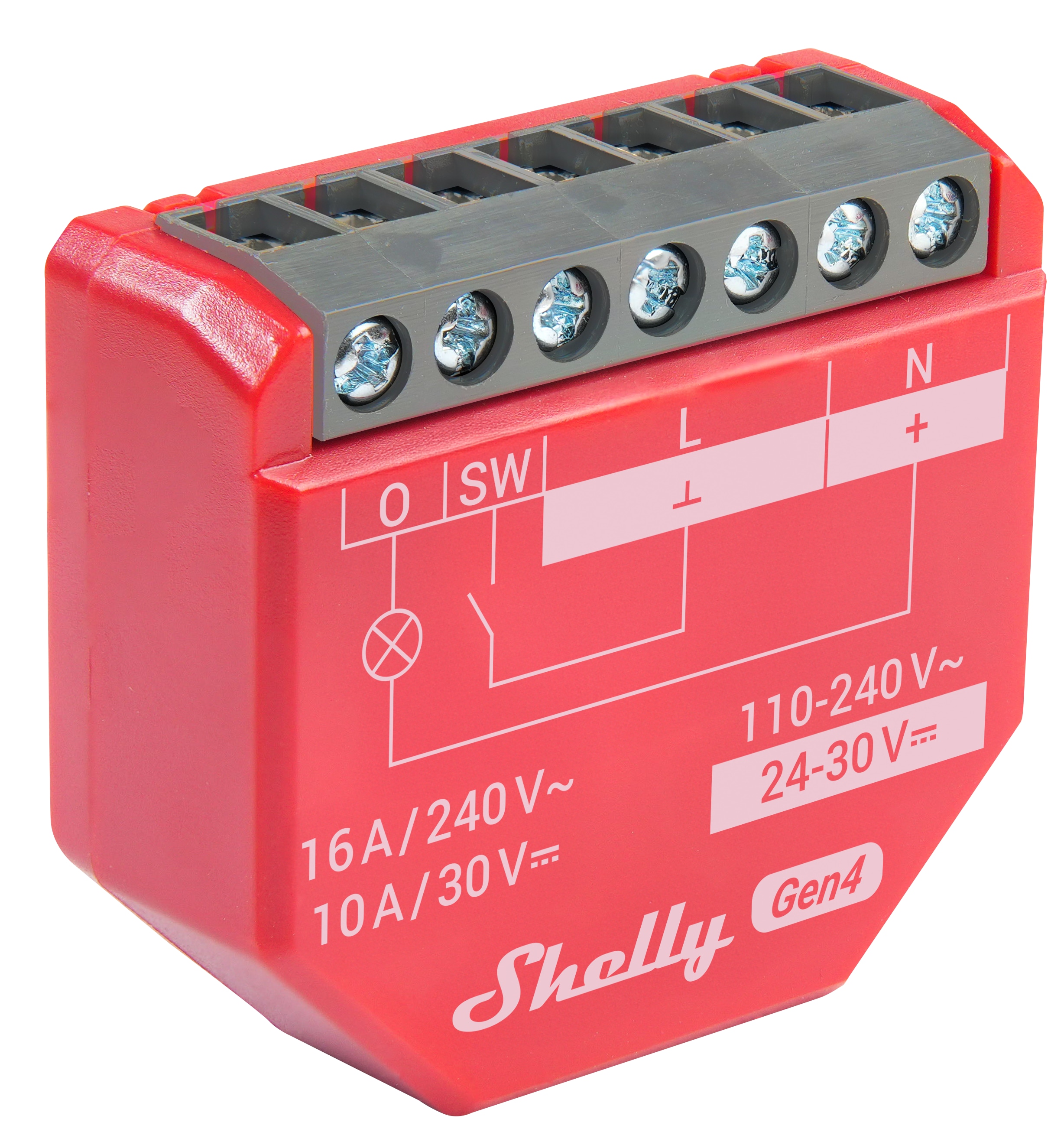 SHELLY Relais 1PM Gen4, 16 A, WLAN, Bluetooth, rot SHELLY Relais 1PM Gen4, 16 A, WLAN, Bluetooth, rot