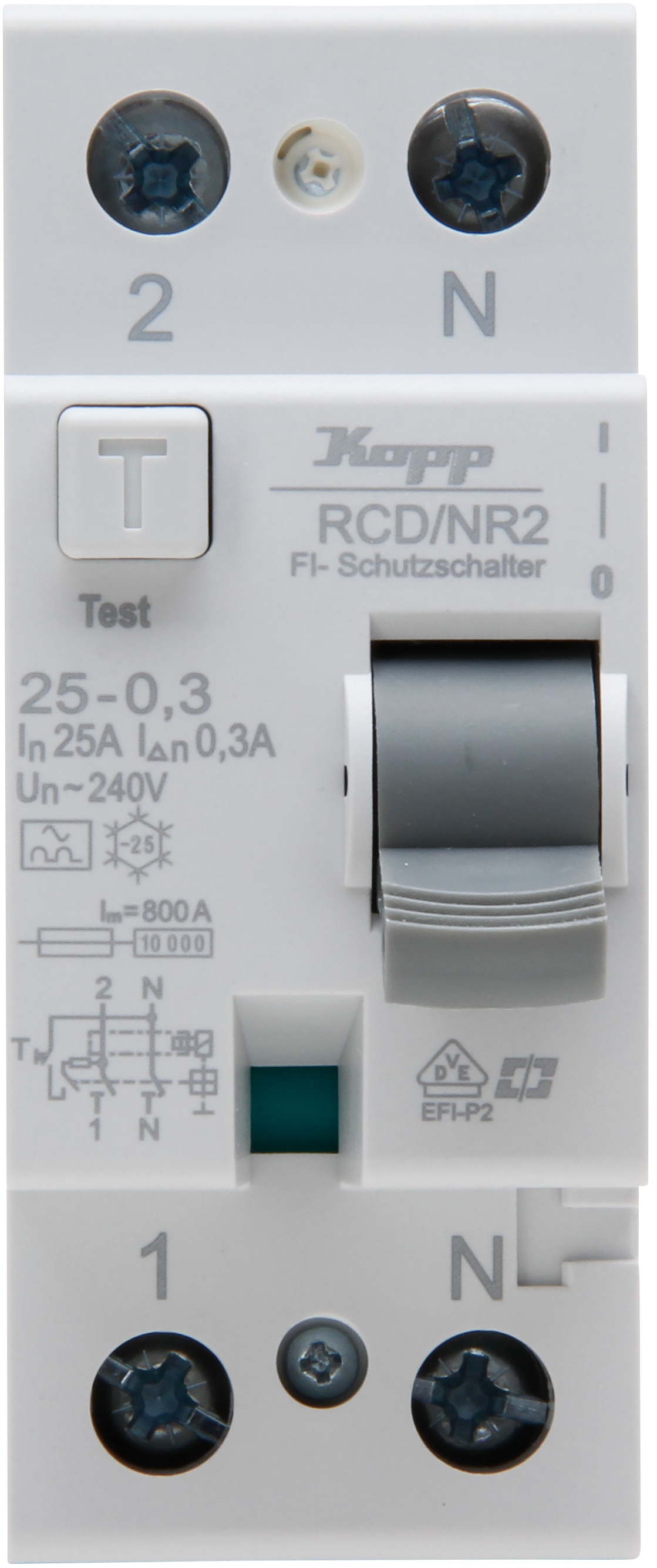KOPP Fehlerstromschutzschalter, 25A, 2-polig, Typ A, 300 mA KOPP Fehlerstromschutzschalter, 25A, 2-polig, Typ A, 300 mA