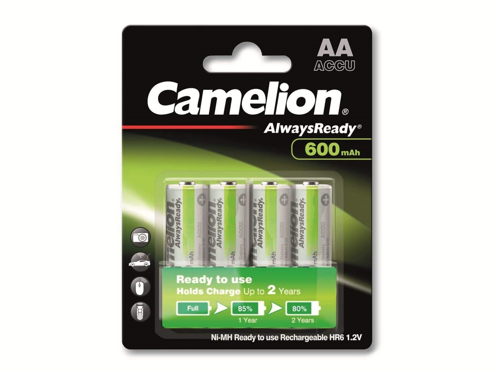 CAMELION NiMH-Mignon-Akku AlwaysReady, 600 mAh, 4 Stück CAMELION NiMH-Mignon-Akku AlwaysReady, 600 mAh, 4 Stück