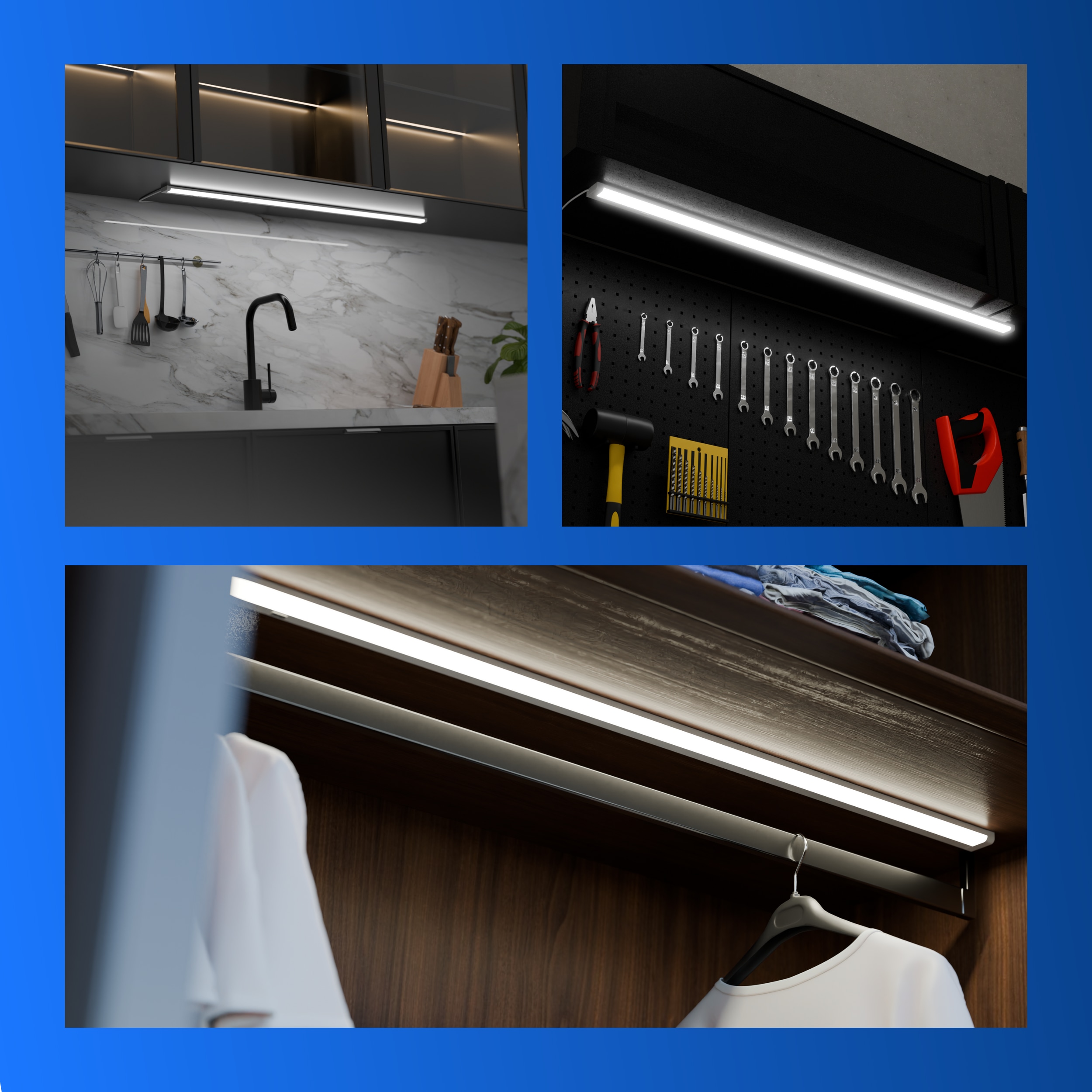 REV LED-Unterbauleuchte, 8W, 3000K, 620lm, warmweiß, IP20, 90 cm REV LED-Unterbauleuchte, 8W, 3000K, 620lm, warmweiß, IP20, 90 cm