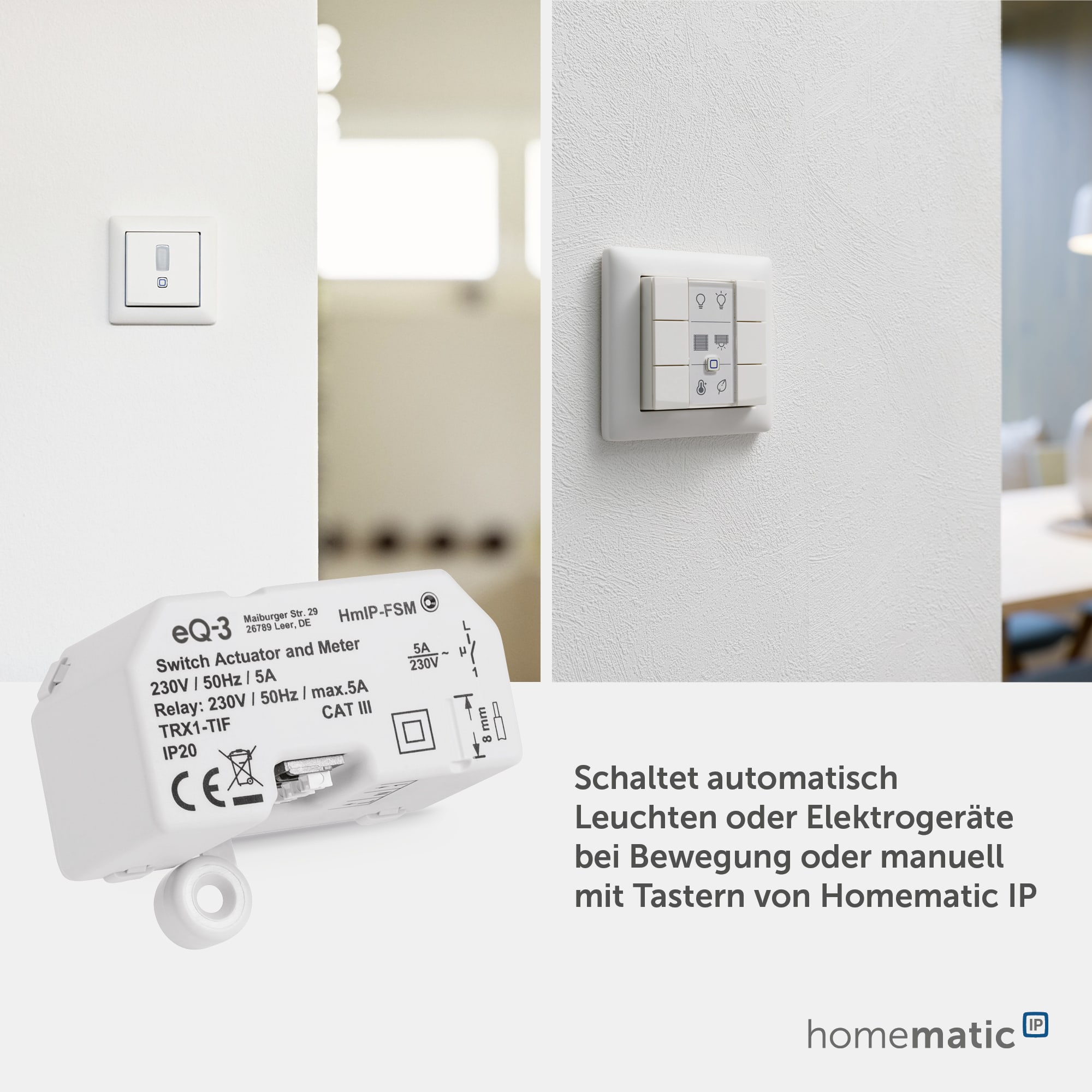 HOMEMATIC IP Smart Home 142721A0 Schalt-Mess-Aktor, 5 A, Unterputz HOMEMATIC IP Smart Home 142721A0 Schalt-Mess-Aktor, 5 A, Unterputz