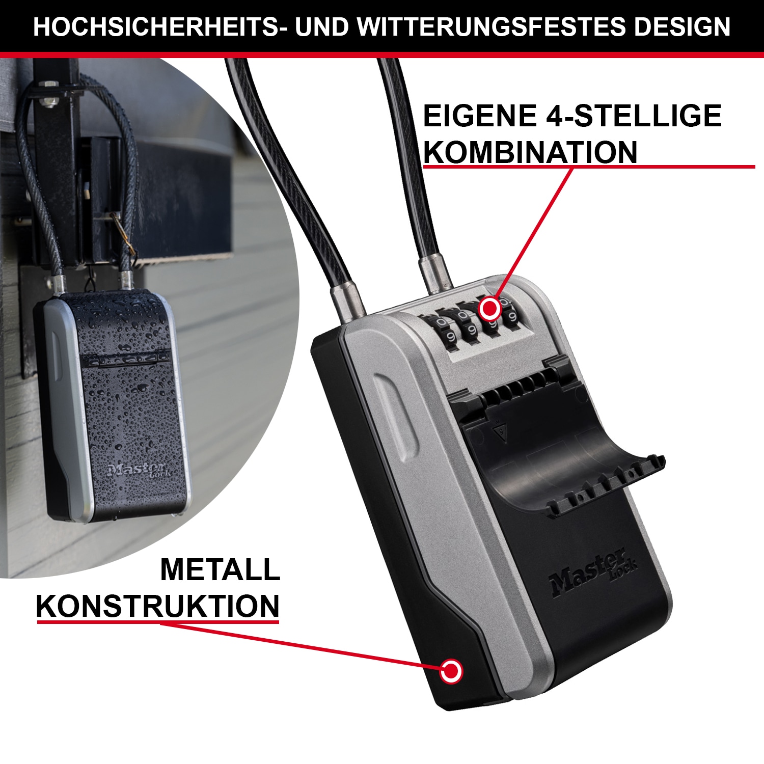 MASTERLOCK Schlüsselkasten 5482EUR, mit abnehmbarem Bügel MASTERLOCK Schlüsselkasten 5482EUR, mit abnehmbarem Bügel