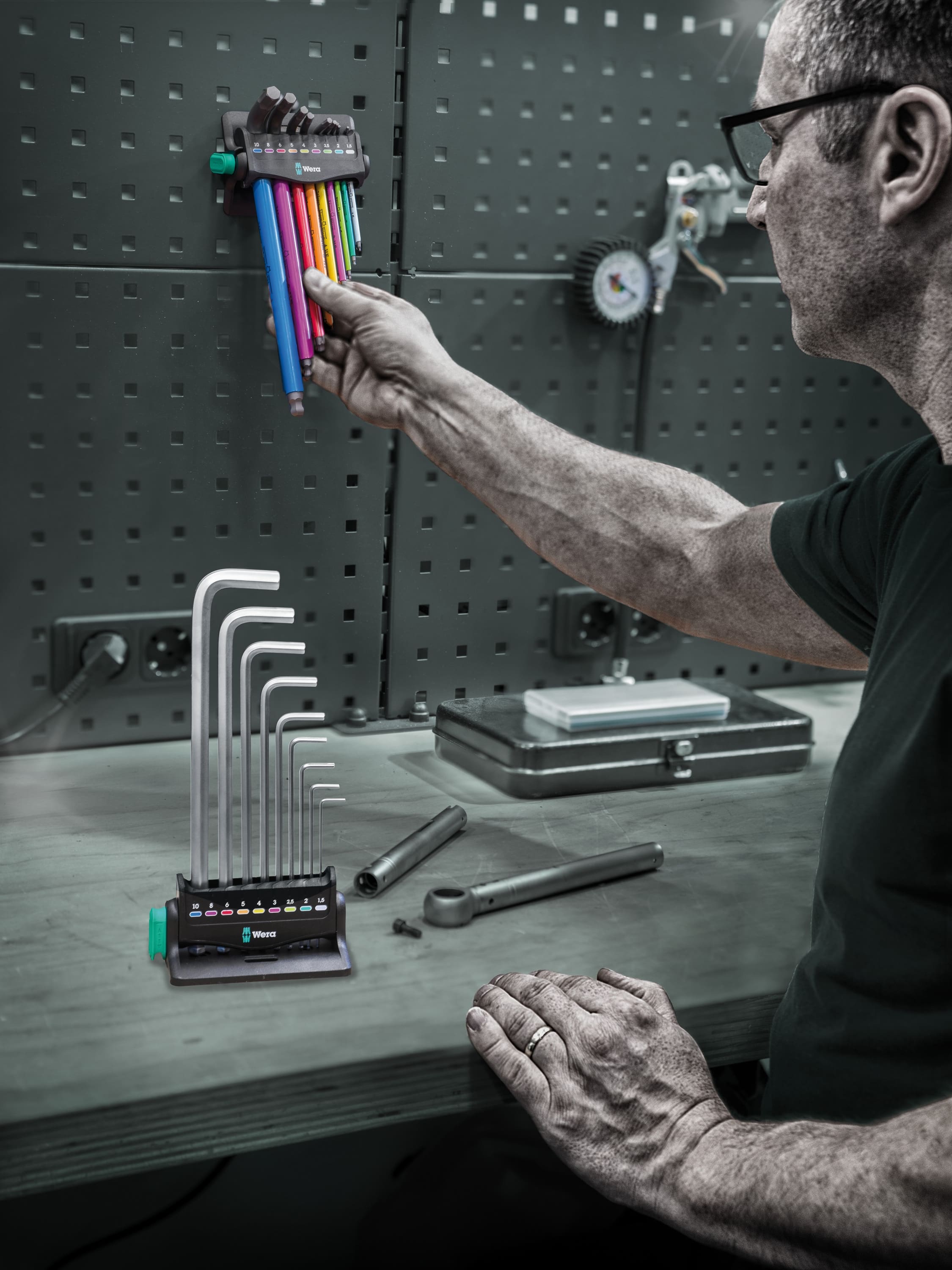 WERA Winkelschlüsselsatz, 950/9 Hex-Plus Multicolour 3, 05133165001, metrisch, BlackLaser, 9‑teilig WERA Winkelschlüsselsatz, 950/9 Hex-Plus Multicolour 3, 05133165001, metrisch, BlackLaser, 9‑teilig